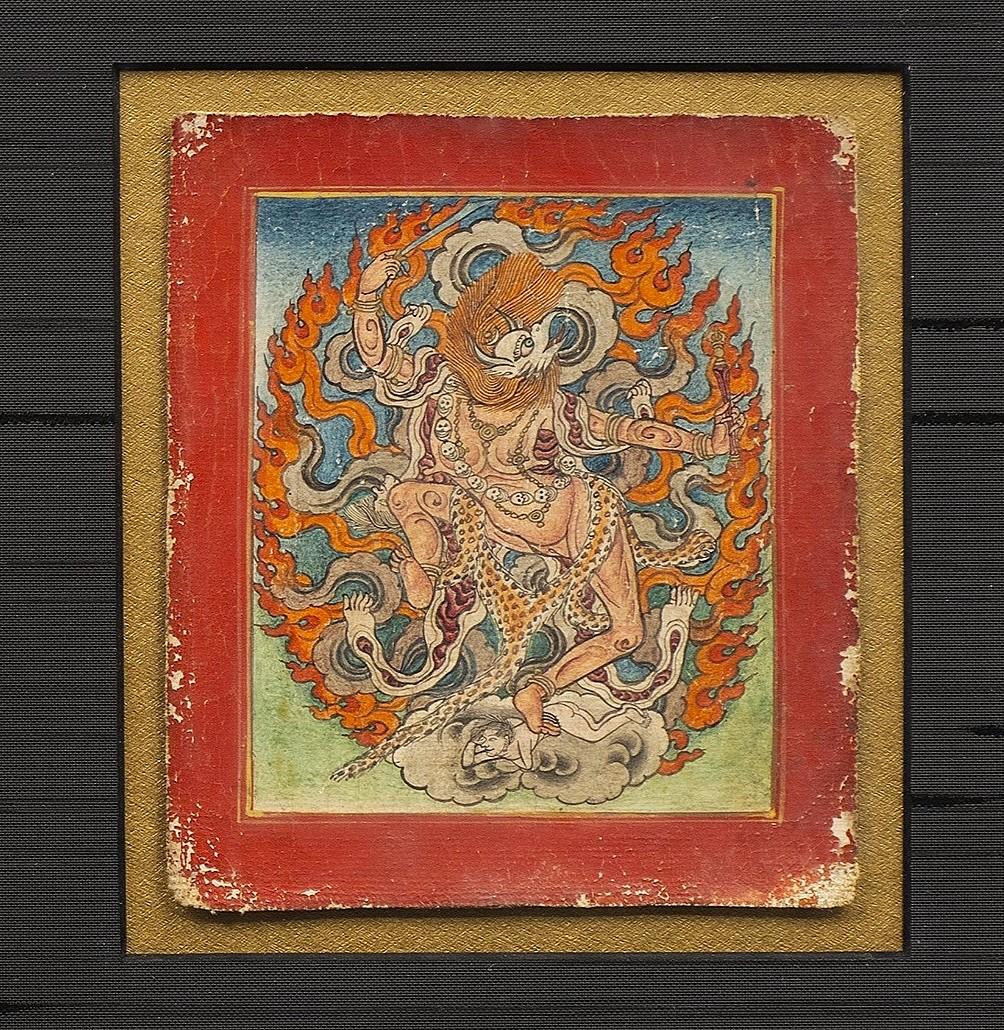Set di tre Tsakali tibetani del XIX secolo con raffigurazioni di Dakini danzanti (B) in vendita 1