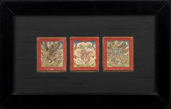 Set of Three 19th century Tibetan Tsakali with Depictions of Dancing Dakinis