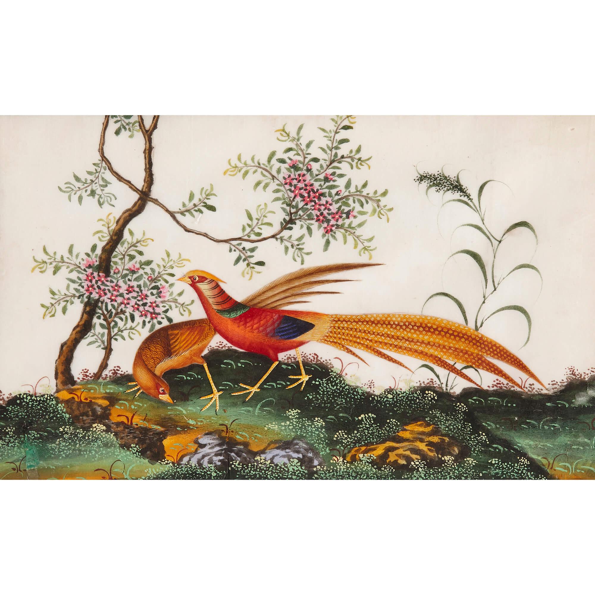 Set of Twelve Antique Chinese Painted Bird Studies on Pith Paper For Sale 9