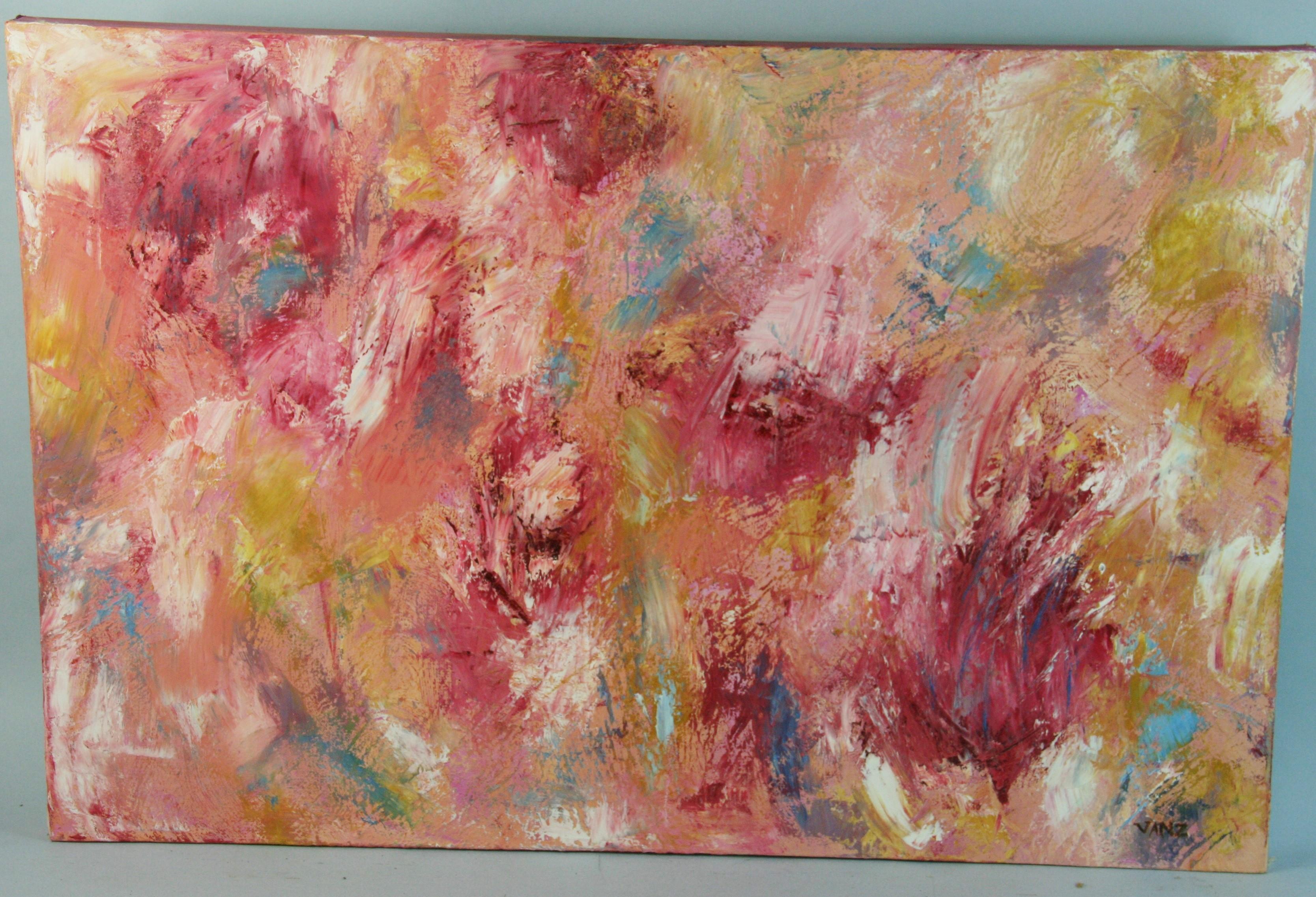 Shades of Red Vivid Abstrakte Blume Sunburst von Vanz – Painting von Unknown