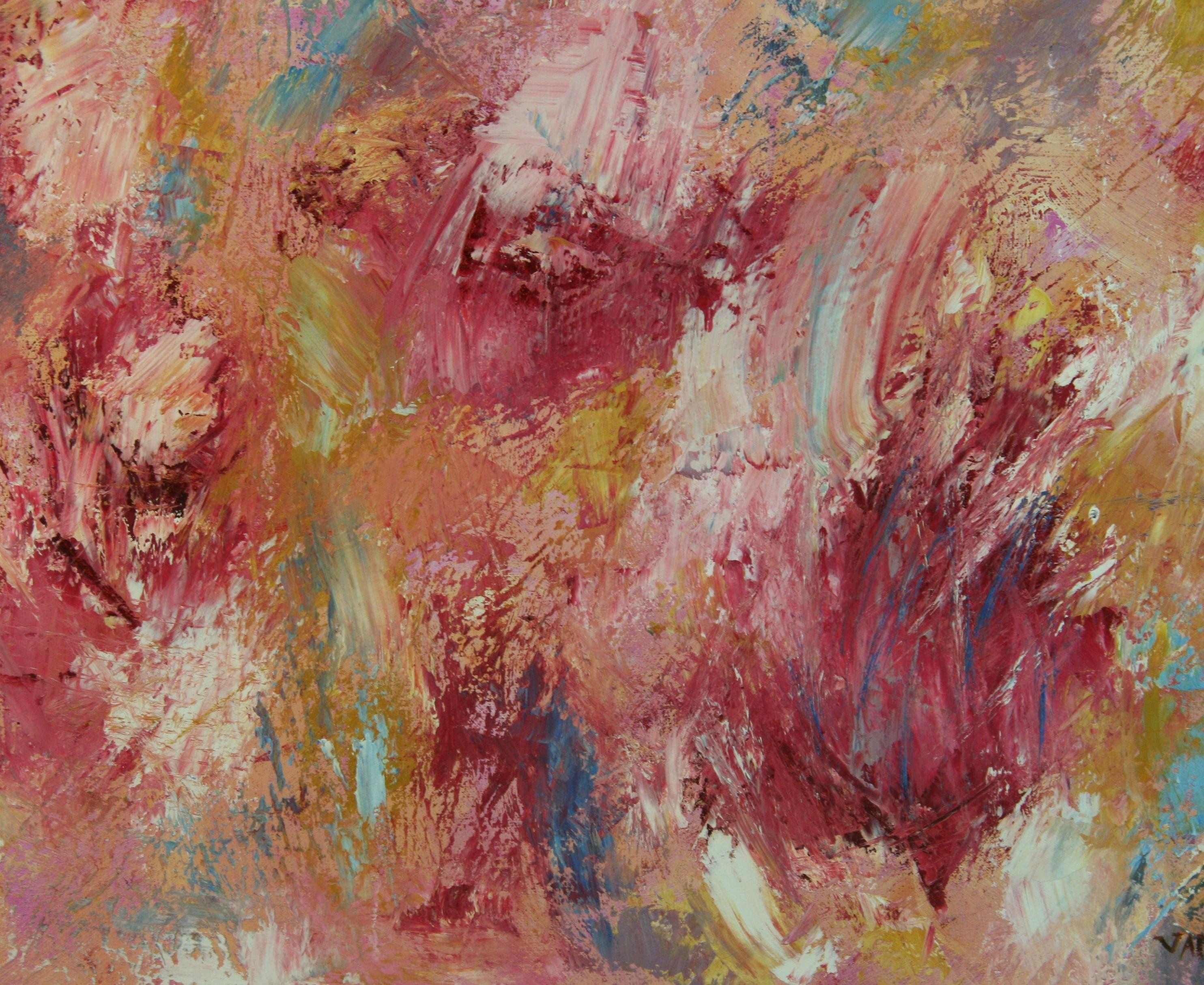 Shades of Red Vivid Abstrakte Blume Sunburst von Vanz (Braun), Abstract Painting, von Unknown
