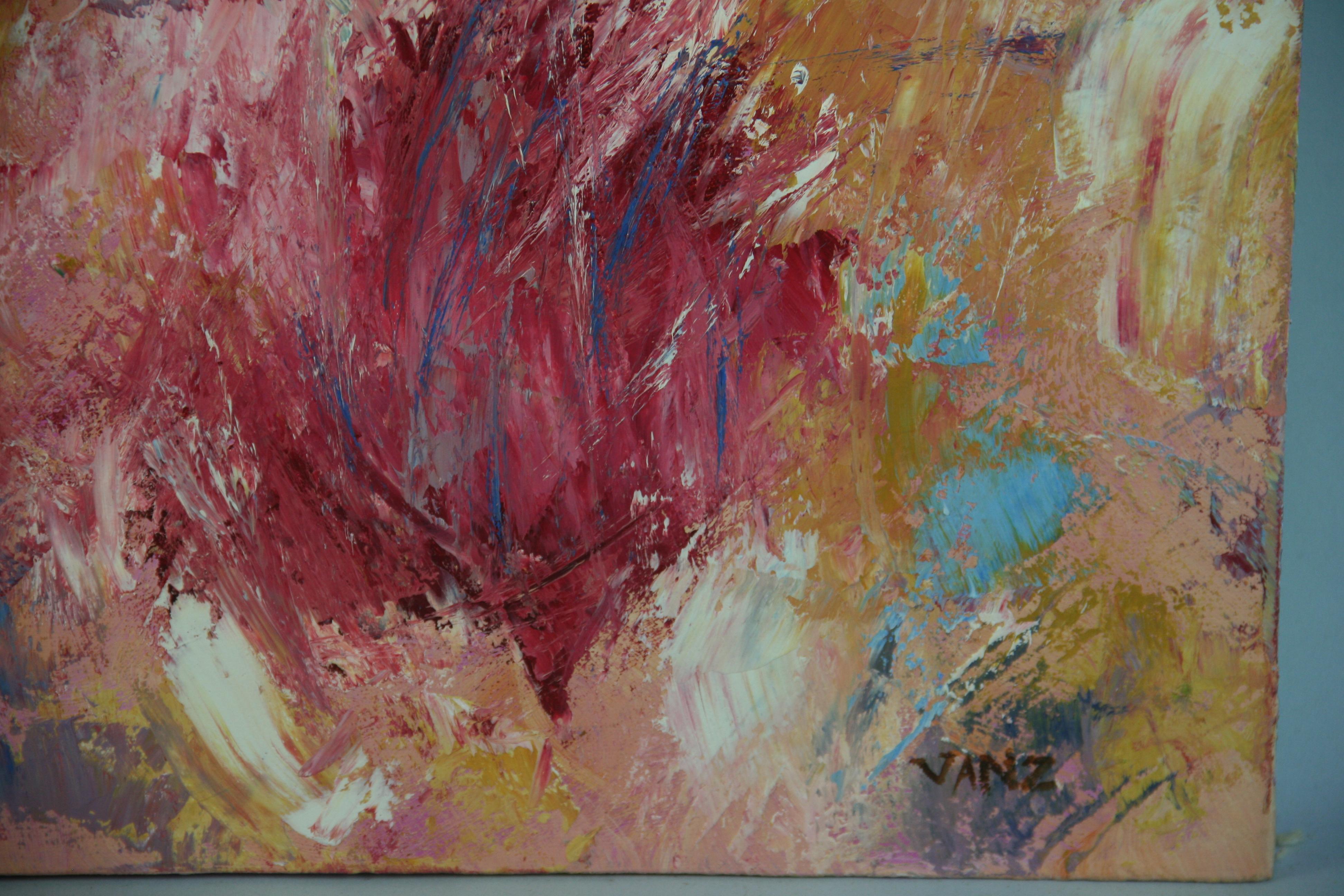 Shades of Red Vivid Abstrakte Blume Sunburst von Vanz im Angebot 2