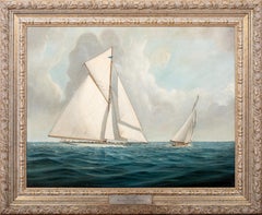 Shamrock III verfolgt die Reliance, 1903 America's Cup Yacht Race, New York, USA