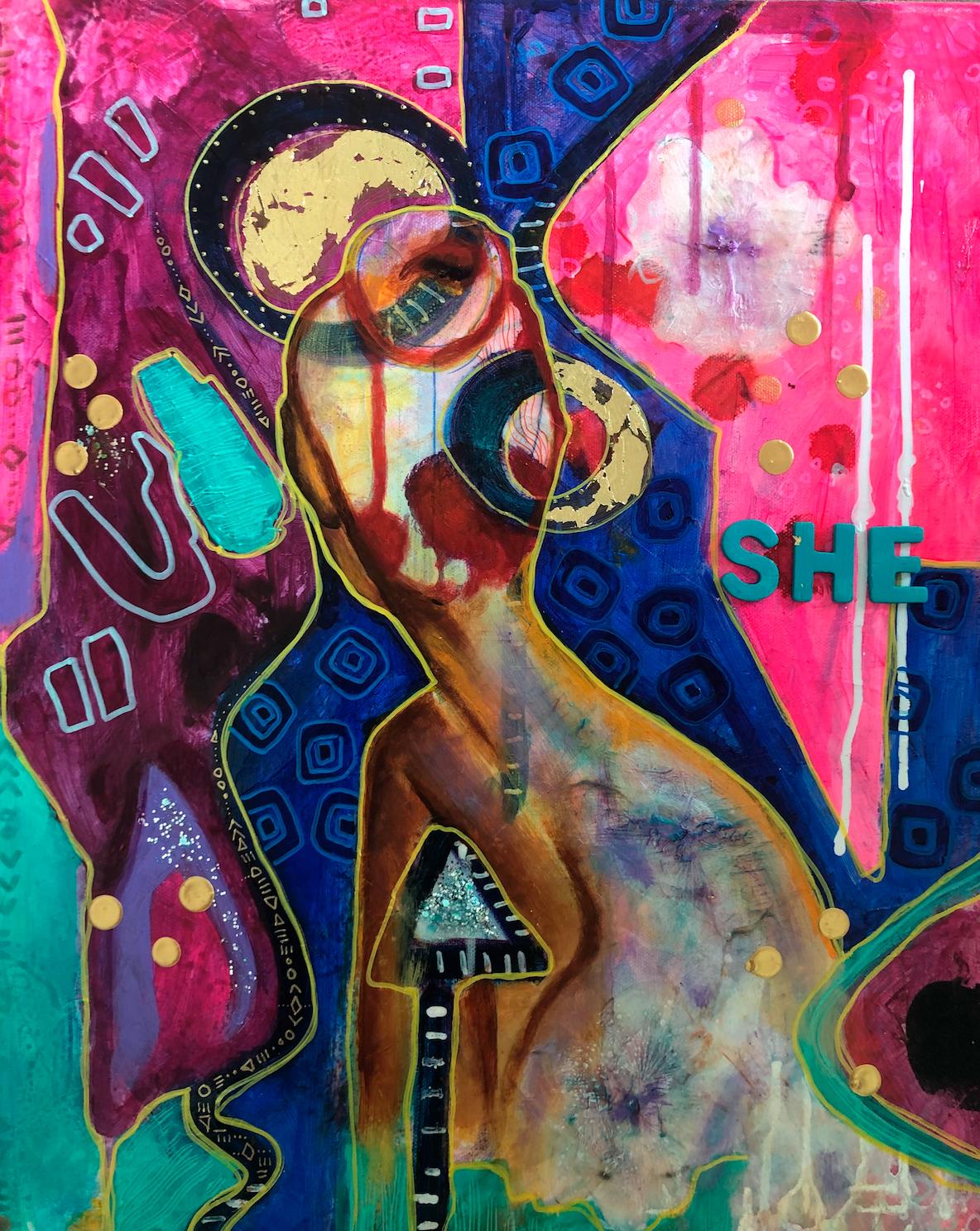 SHE + ME = HAPPY by Nicole Collie - Painting by Unknown