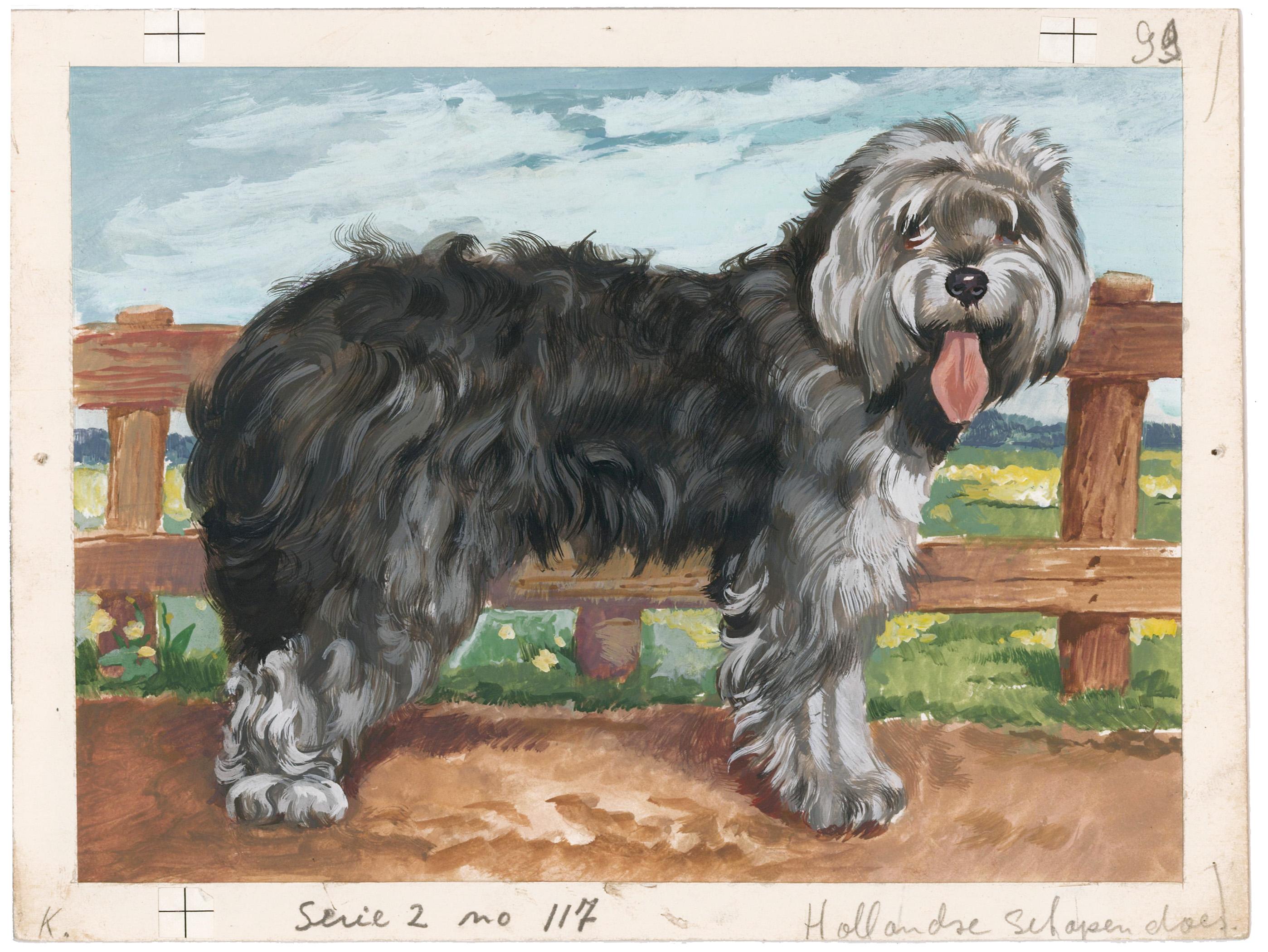 Pintura del perro pastor - Painting de Unknown