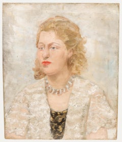 Antique Sheila Scott Henderson (1910-1984) - 1937 Oil, Lady in the Lace Bolero