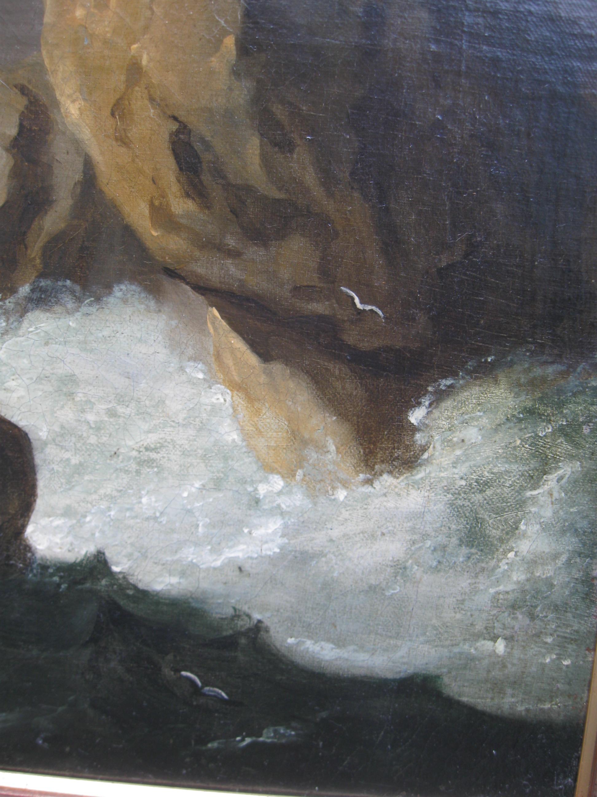 'Ships in Distress' 18th Century Old Master Marine Seascape oil on canvas c1750 2