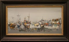 Ships in the manner of Jean Buffet; oil on linen