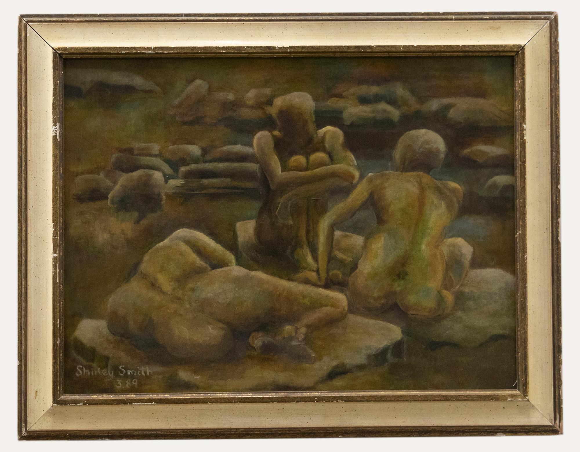 Unknown Nude Painting – Shirley Smith - Gerahmtes Ölgemälde des 20. Jahrhunderts, surrealistische Lebensstudie