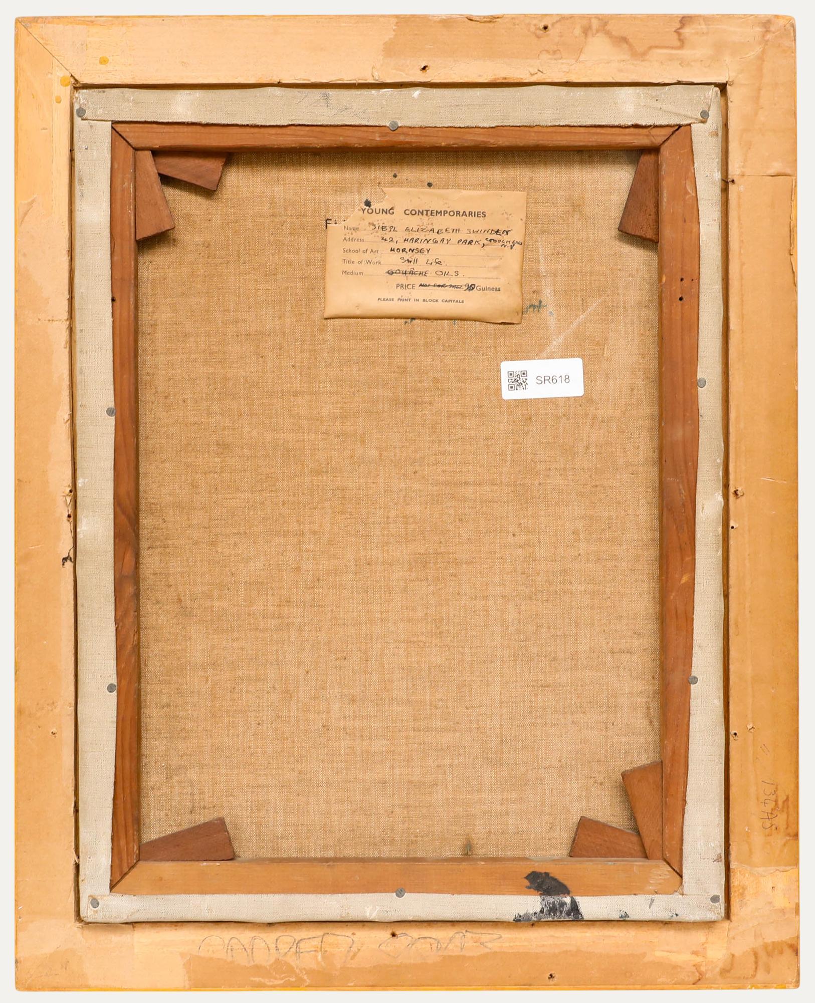 Sibil Elizabeth Swinden  - Mitte 20. Jahrhundert Öl, Stillleben einer Topfblume (Orange), Still-Life Painting, von Unknown