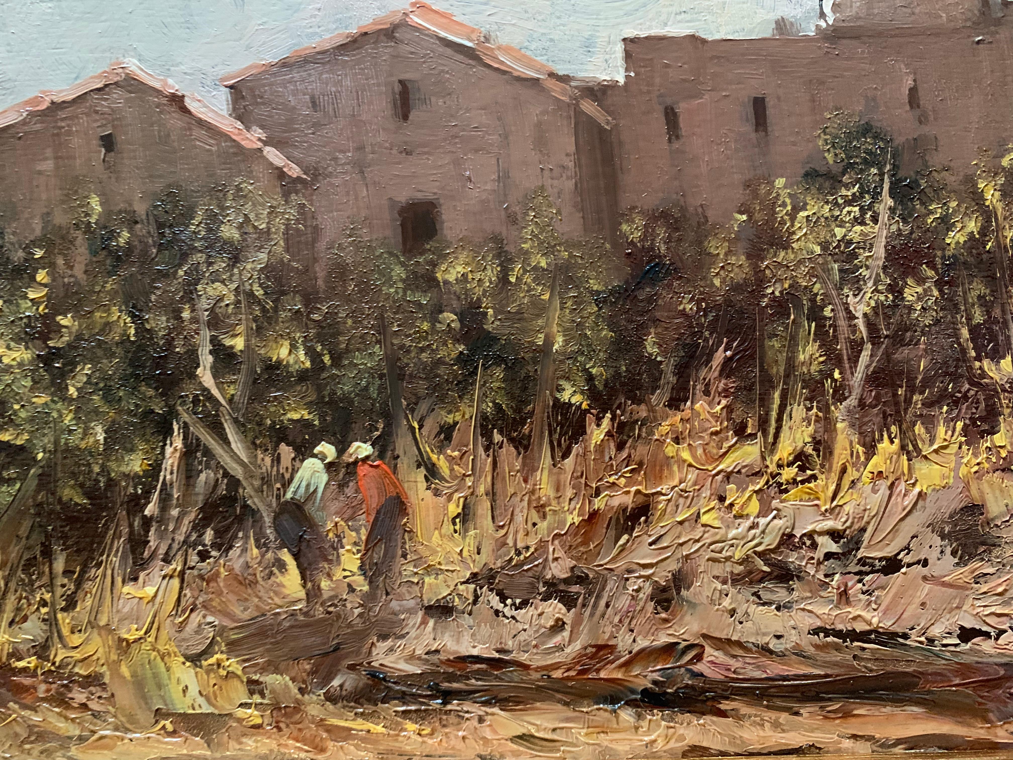 Sicilian Landscape With Peasants In The Vineyard. Mid XX Century 6