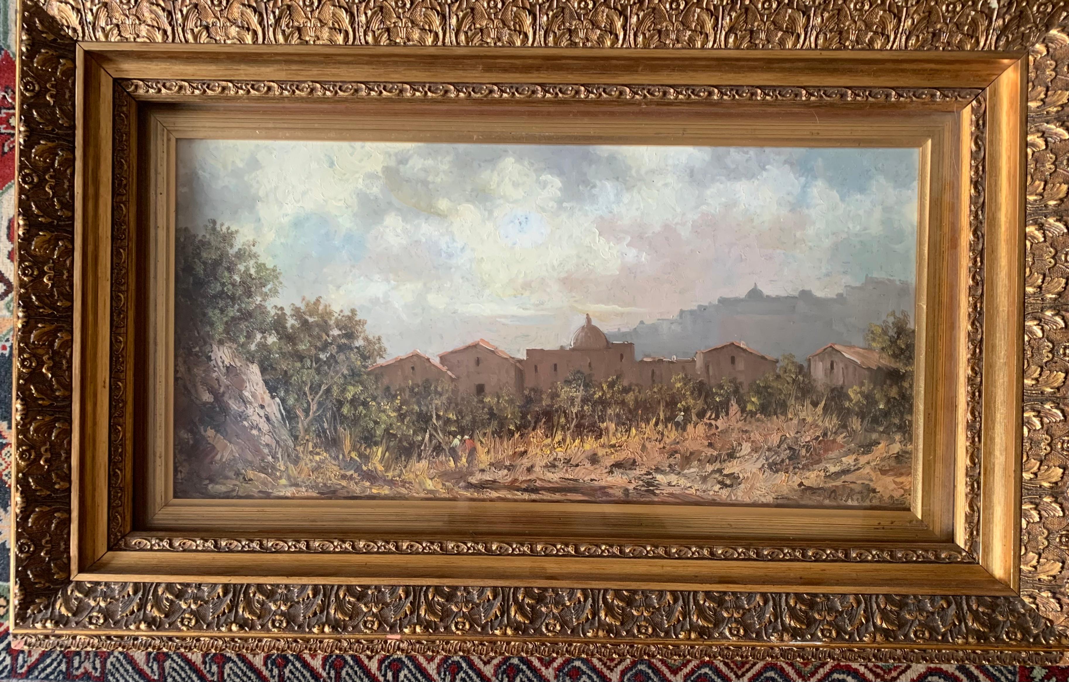 Sicilian Landscape With Peasants In The Vineyard. Mid XX Century 8
