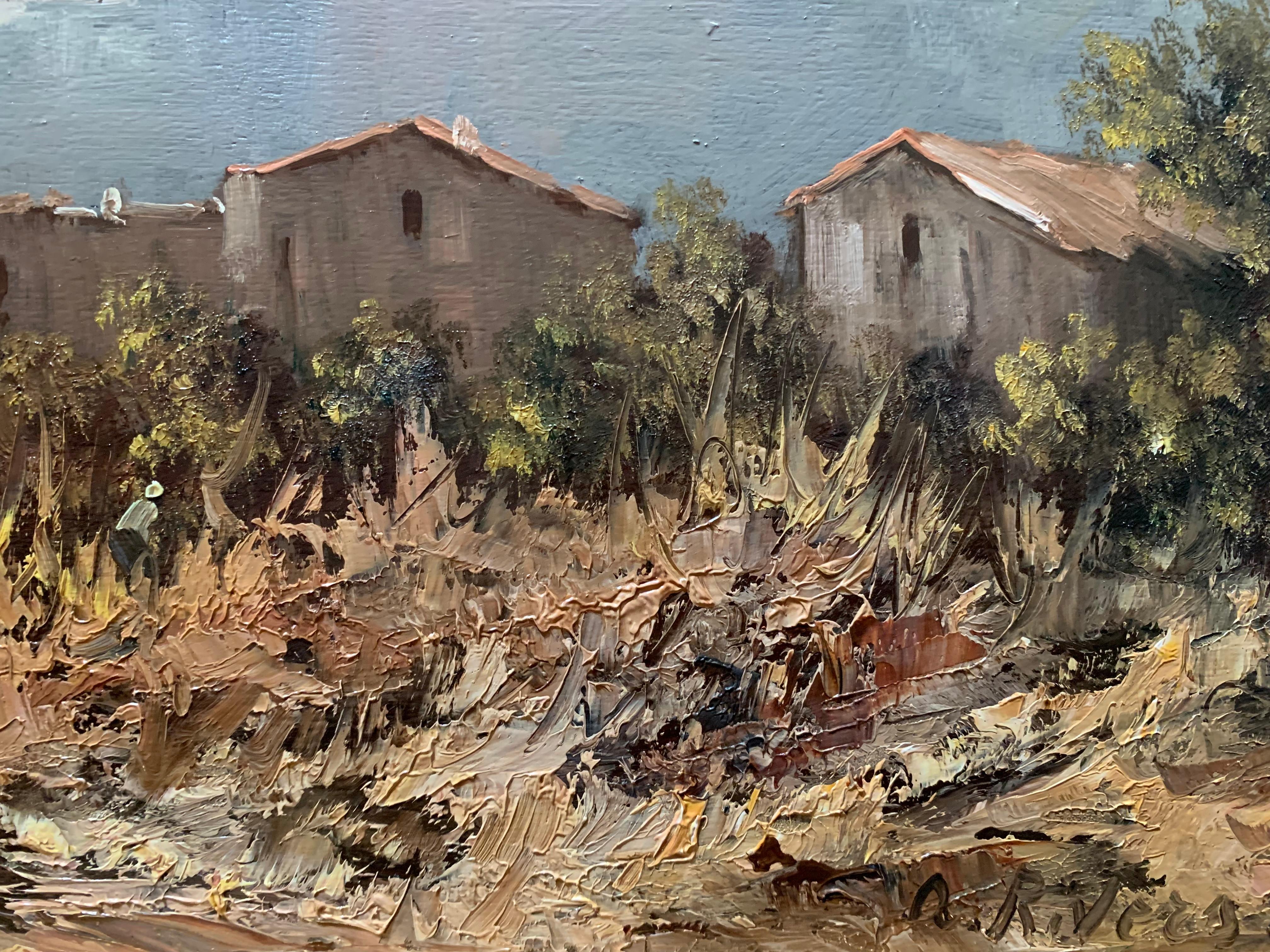 Sicilian Landscape With Peasants In The Vineyard. Mid XX Century 3
