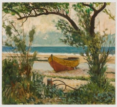 Sidney J. Iredale (1896-1967) - Oil, Coastal View with Beached Boat