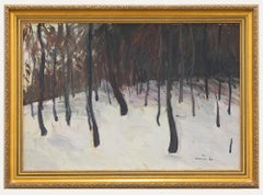 Vintage Sigismund Karsai - 20th Century Oil, Winter in Isaszeg, Hungary