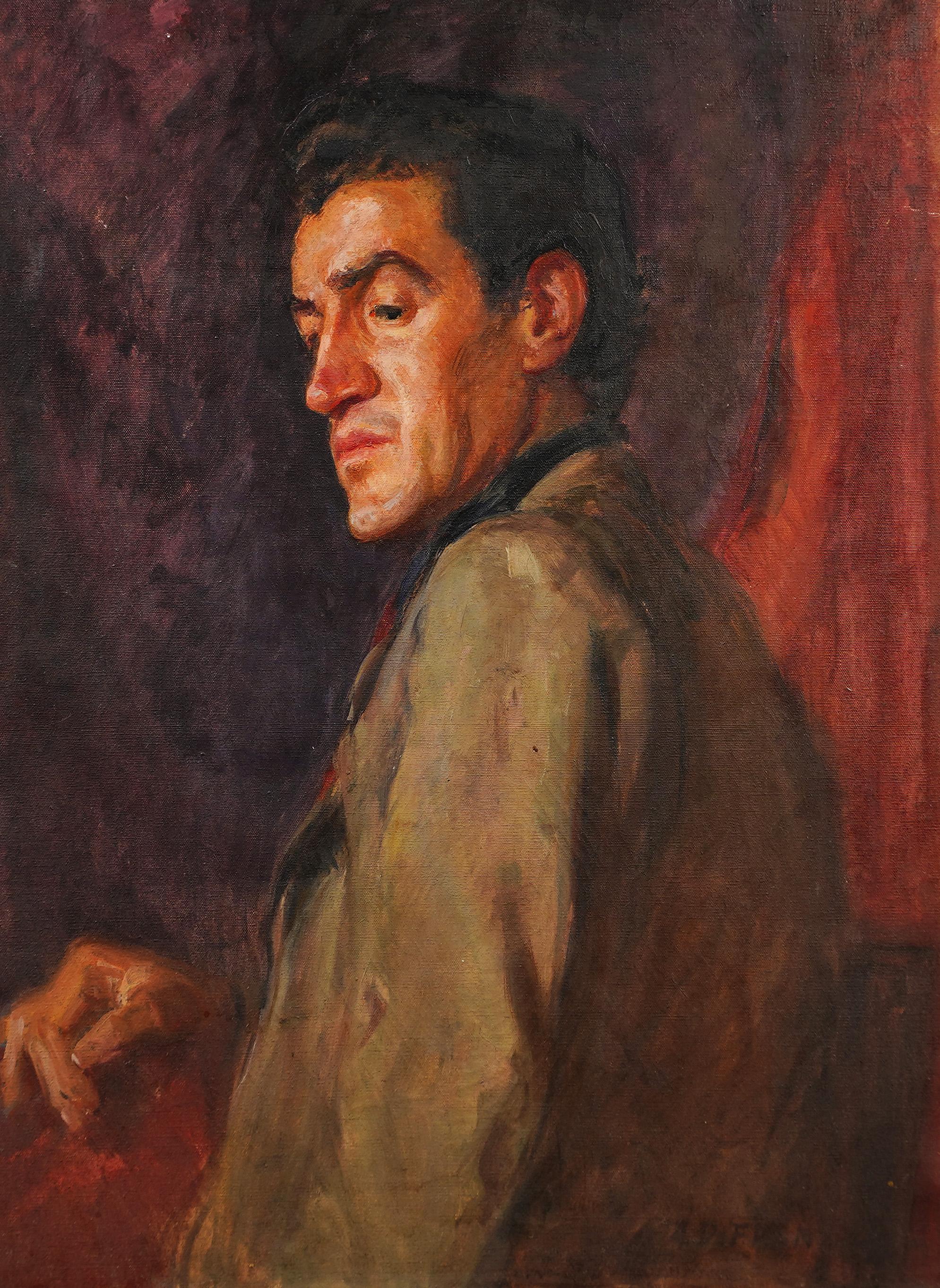 Antiguo retrato al óleo impresionista americano.  Óleo sobre lienzo.  Firmado.  Enmarcado. 