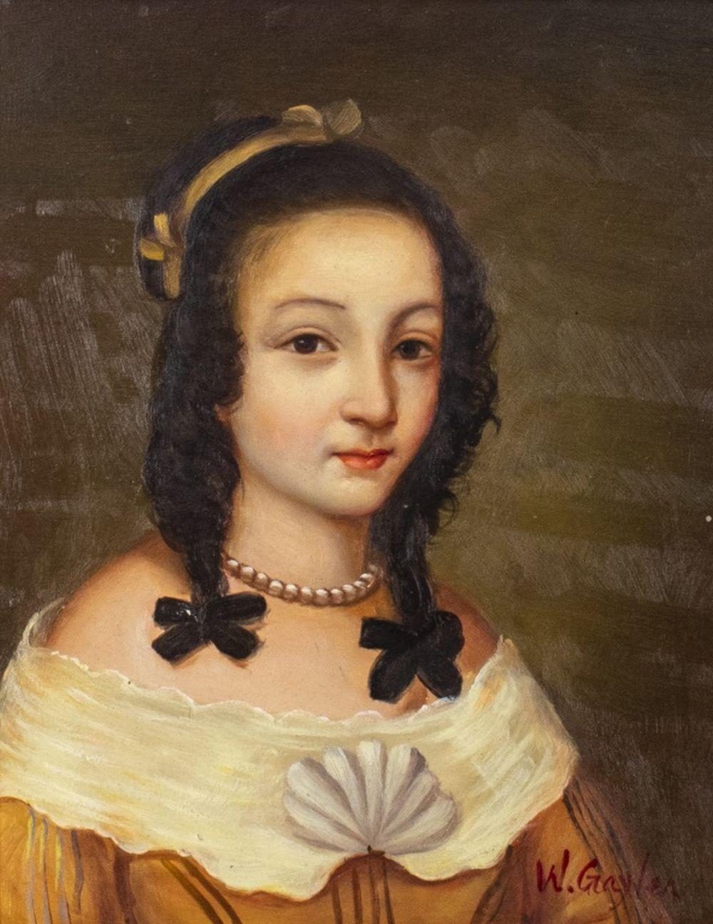 Signed American School Portrait of a Girl - Painting de Unknown