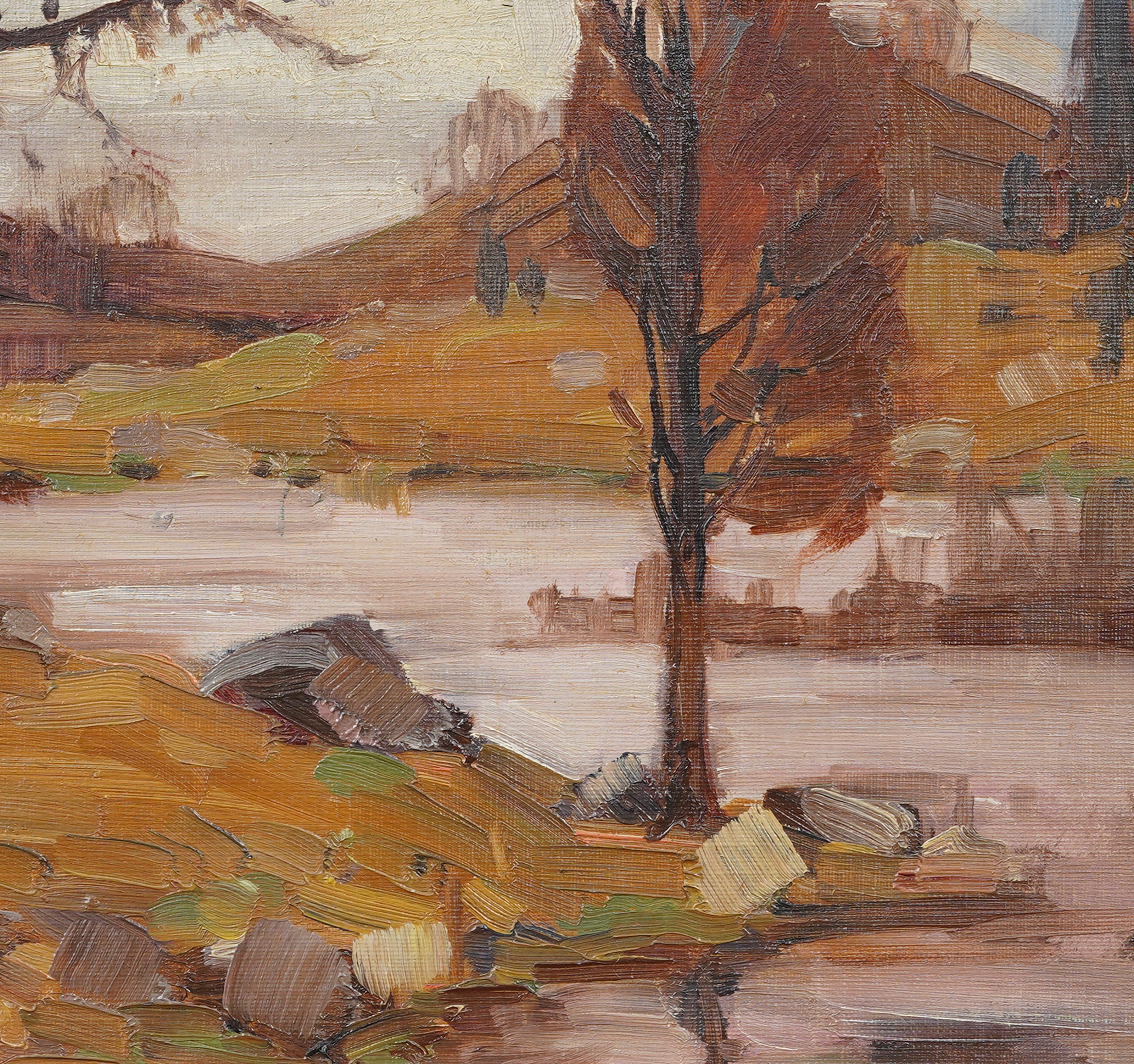 Signed Antique American Impressionist Framed Landscape Oil Painting For Sale 3