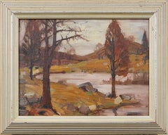 Signed Antique American Impressionist Framed Landscape Oil Painting
