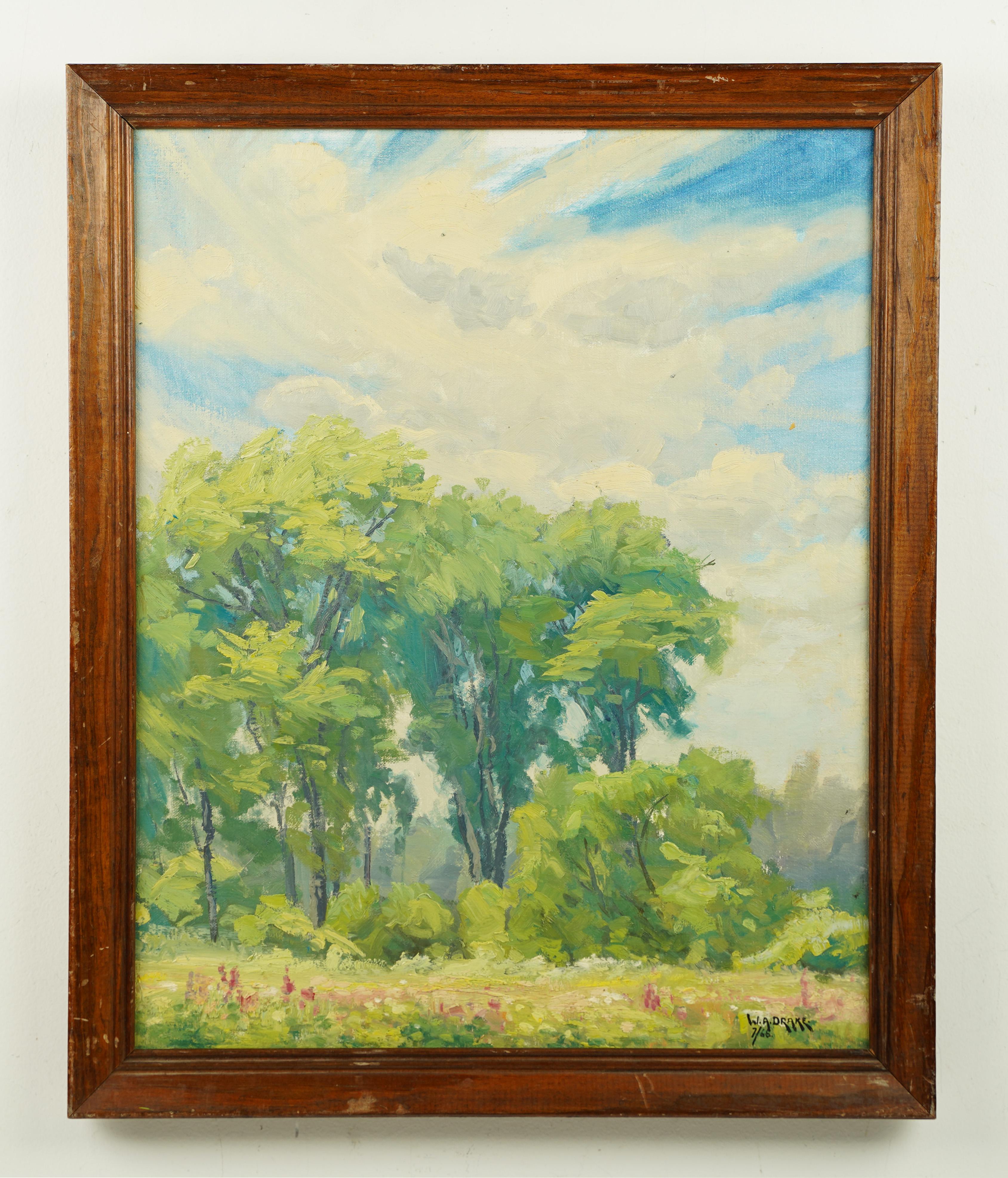  Signed Antique American Impressionist School Framed Landscape Oil Painting 1
