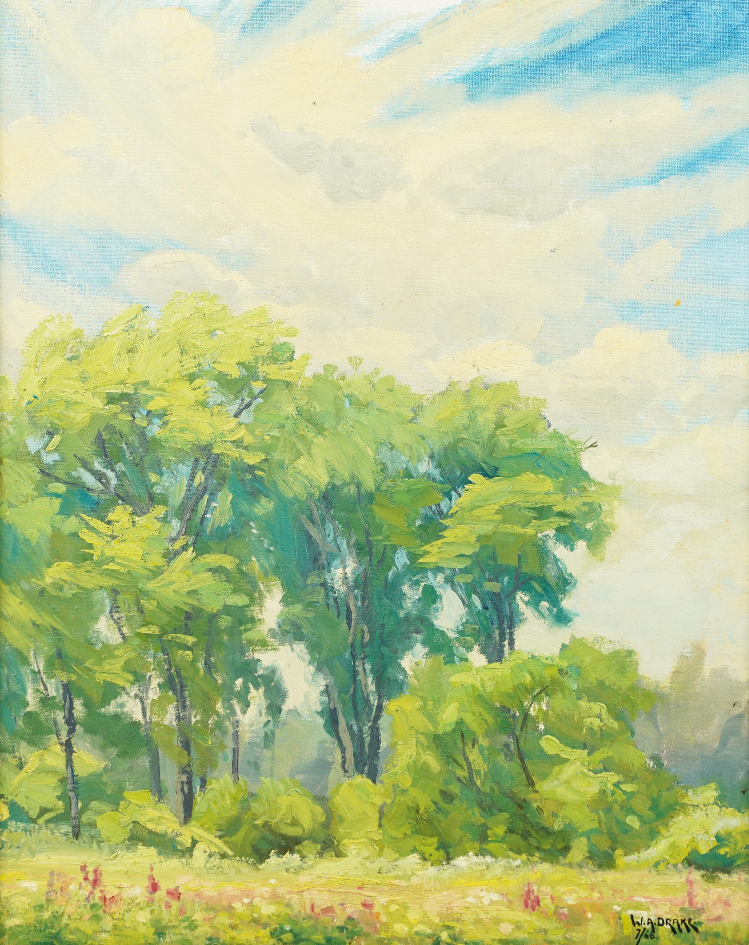  Signed Antique American Impressionist School Framed Landscape Oil Painting 2