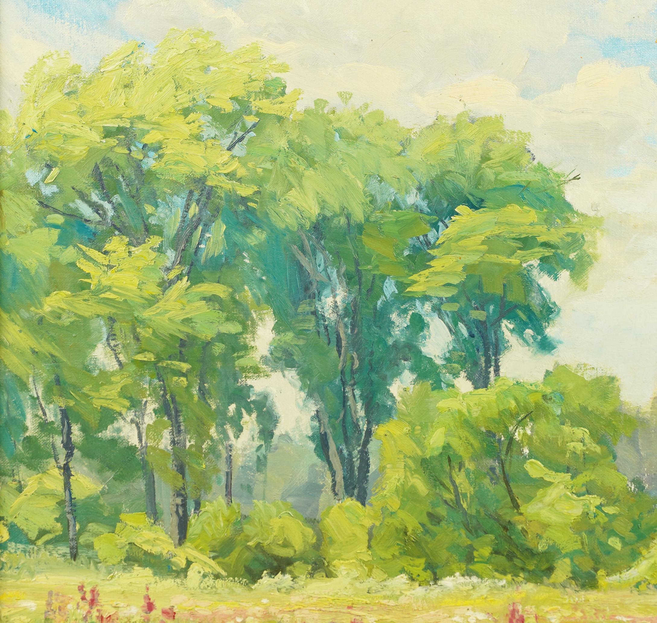  Signed Antique American Impressionist School Framed Landscape Oil Painting 3