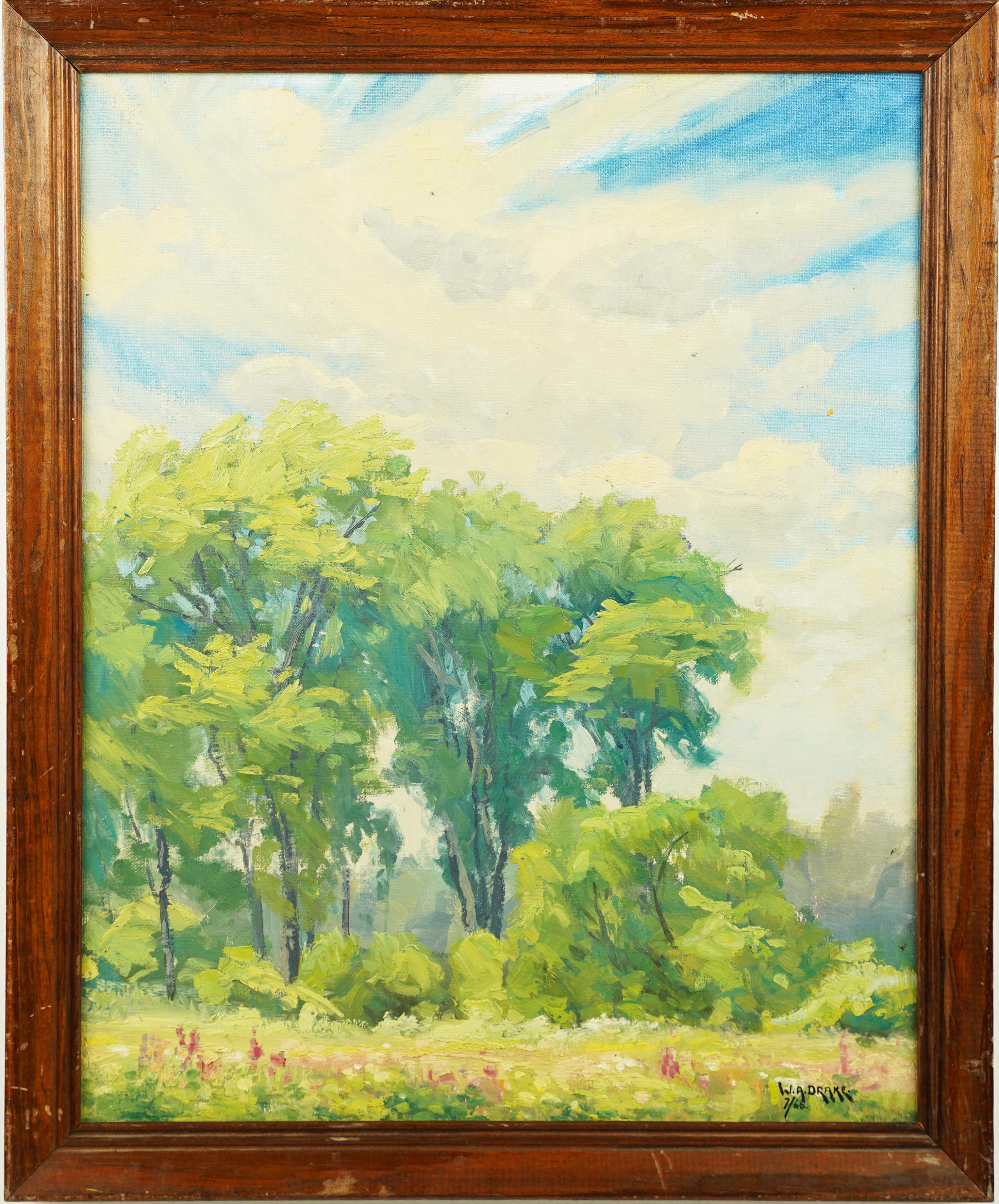 Unknown Abstract Painting -  Signed Antique American Impressionist School Framed Landscape Oil Painting