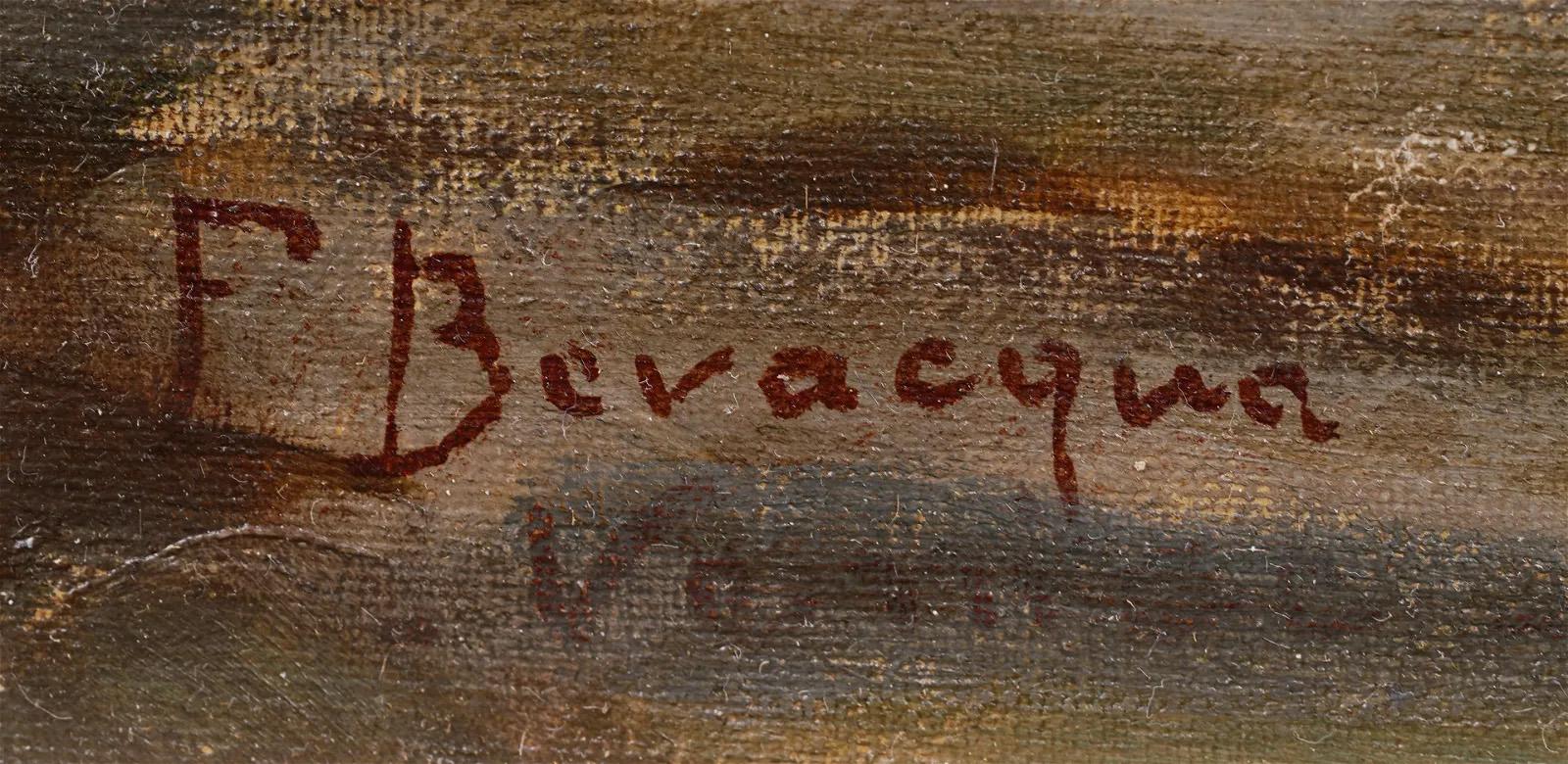 Pintura al óleo firmada Finamente pintada Siglo XIX Antigua pintura al óleo italiana firmada Venecia 3