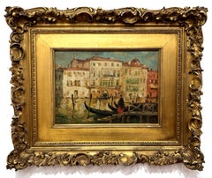 Signed Finely Painted 19th Century Antique Italian Signed Venice Oil Painting