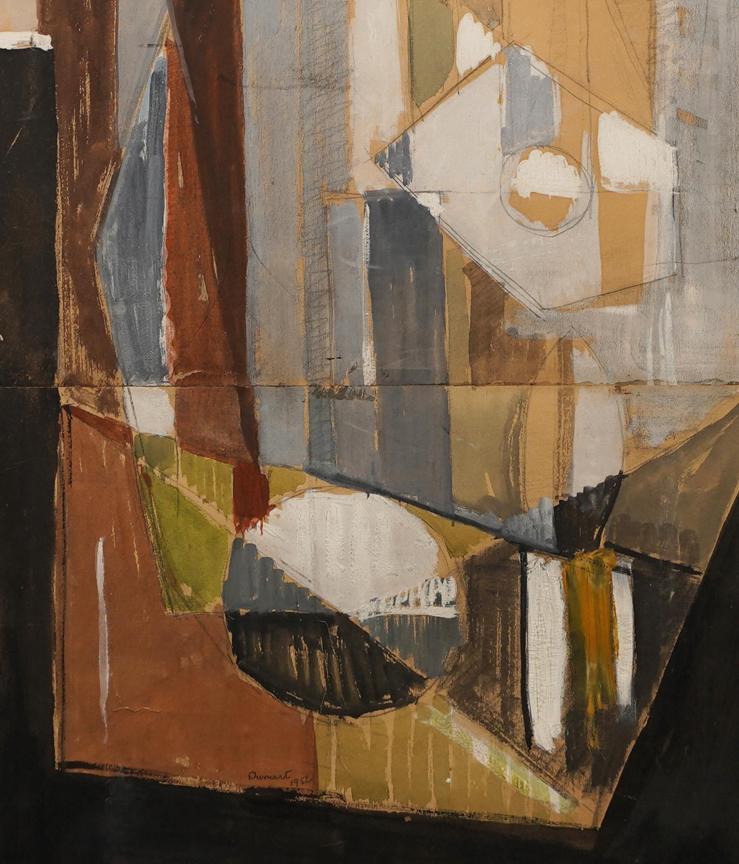 Peinture abstraite française encadrée d'origine cubiste signée en vente 1