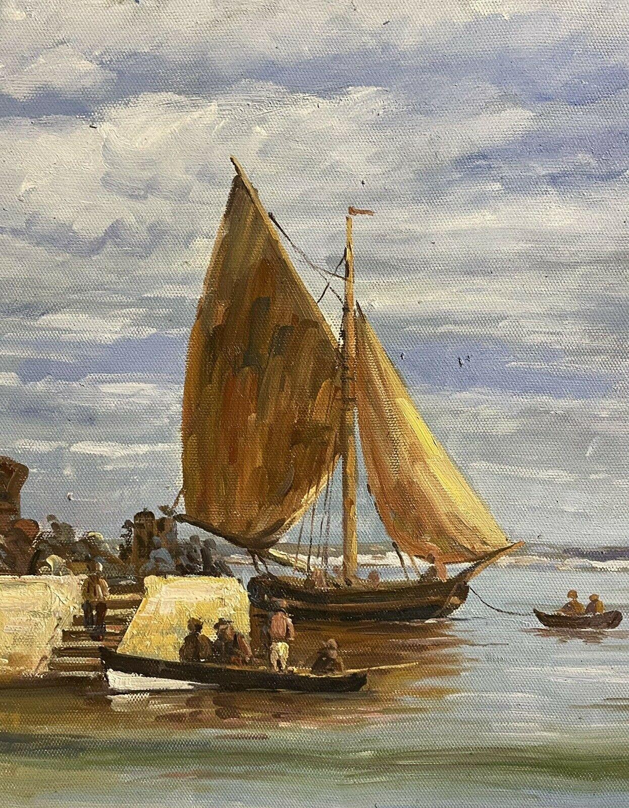 Artist/ School: C. Dommel, French 20th century, signed

Title: Honfleur Harbour

Medium: oil painting on canvas, framed.

Size:  painting: 12 x 16 inches,  frame: 17.5 x 21.75 inches 

Provenance: private collection, Auvers-sur-Oise,