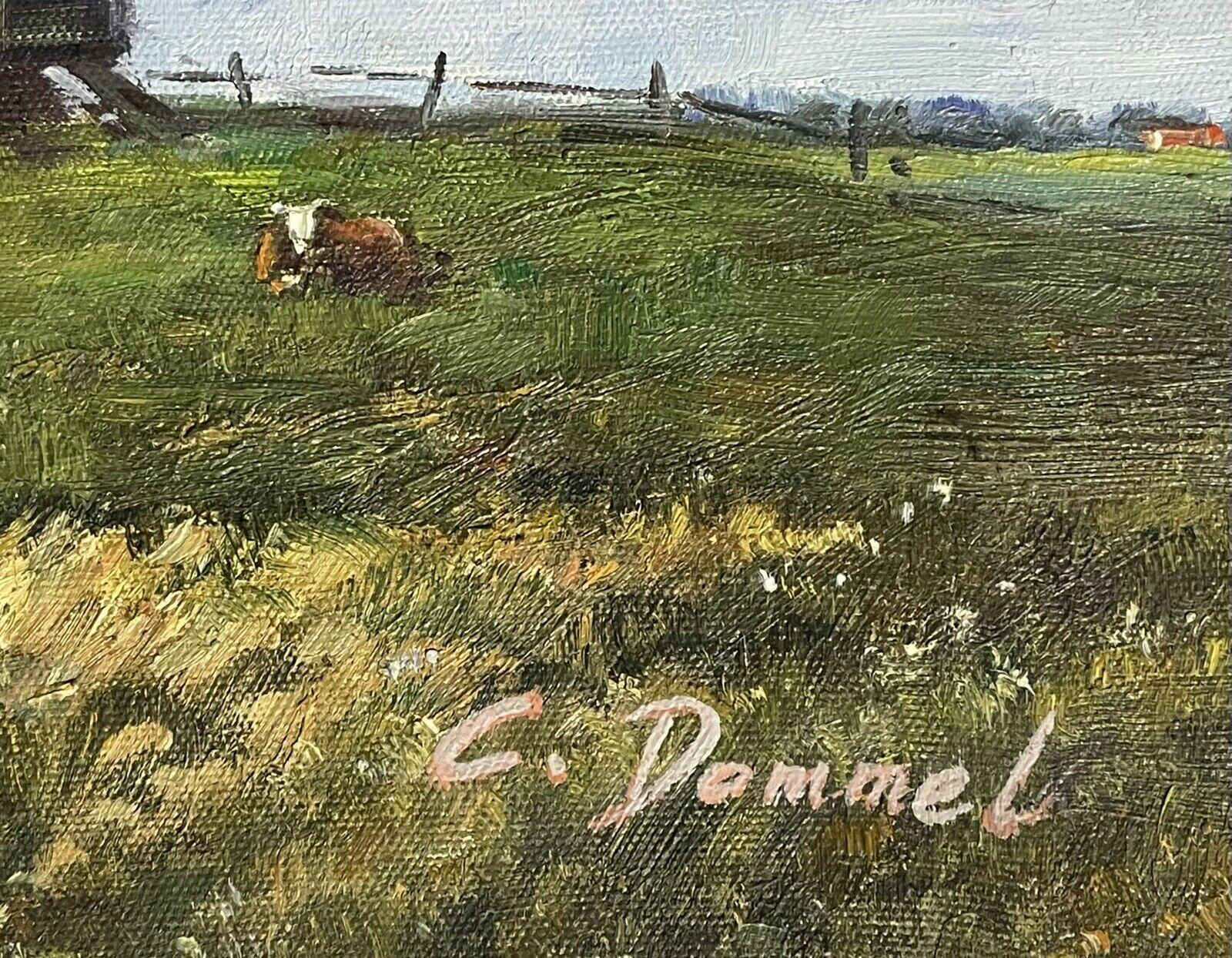 Artist/ School: C. Dammel (French contemporary)

Title: Farm Landscape

Medium: oil painting on canvas, framed.

Size:  painting: 12 x 16 inches, frame: 19.75 x 23.75 inches 

Provenance: from a private collection in Auvers-Sur-Oise,