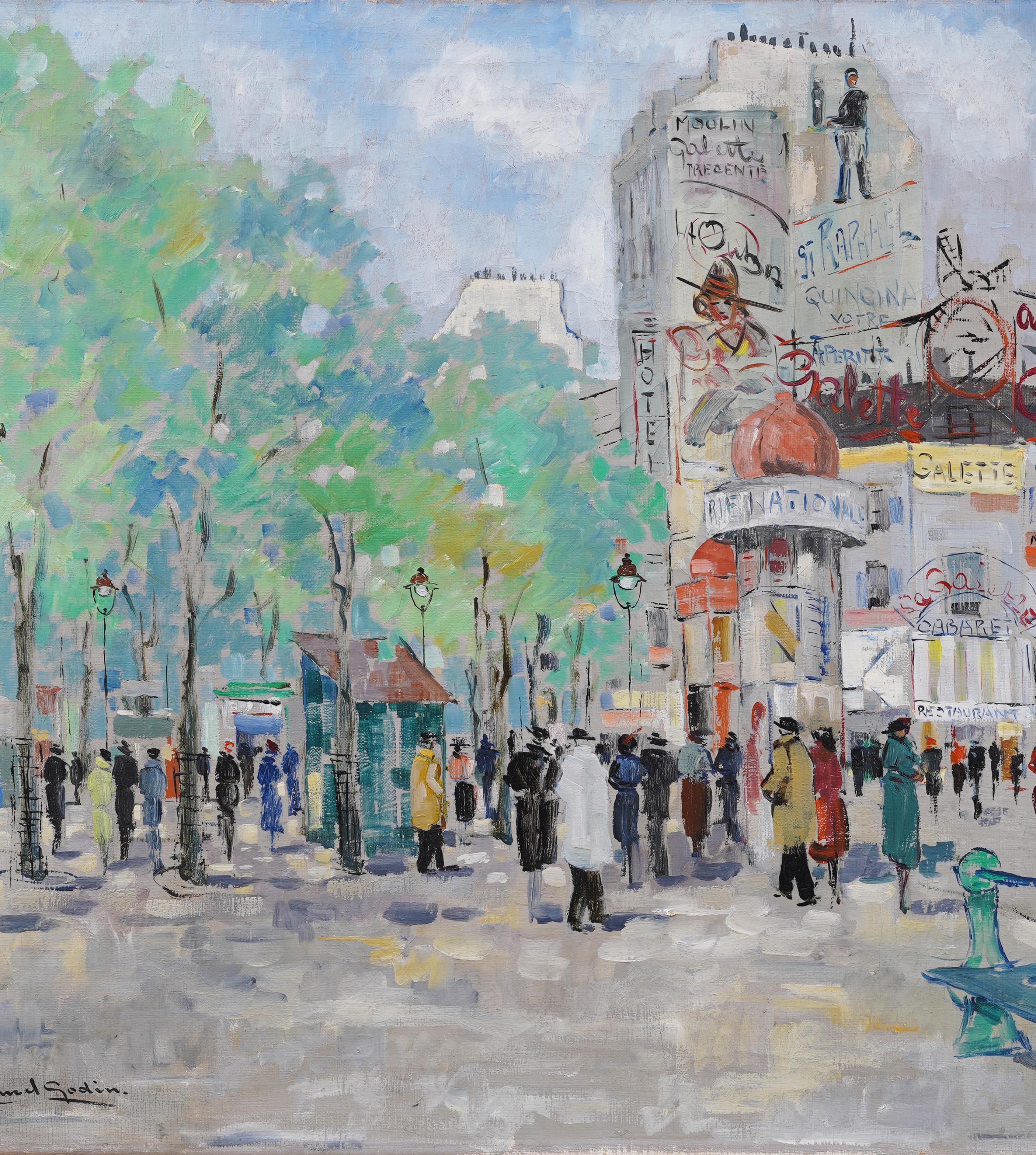 Signed French Impressionist Paris Street Scene Framed Summer Landscape Painting For Sale 2