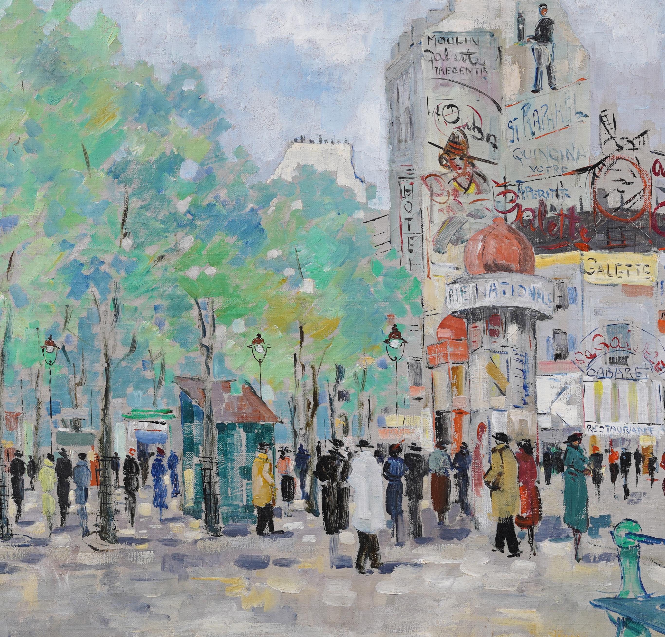 Signiertes französisches impressionistisches Pariser Straßenszene-Gemälde, gerahmte Sommerlandschaft, signiert im Angebot 1