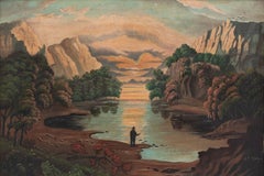 Signed Hudson River School Mountain Landscape