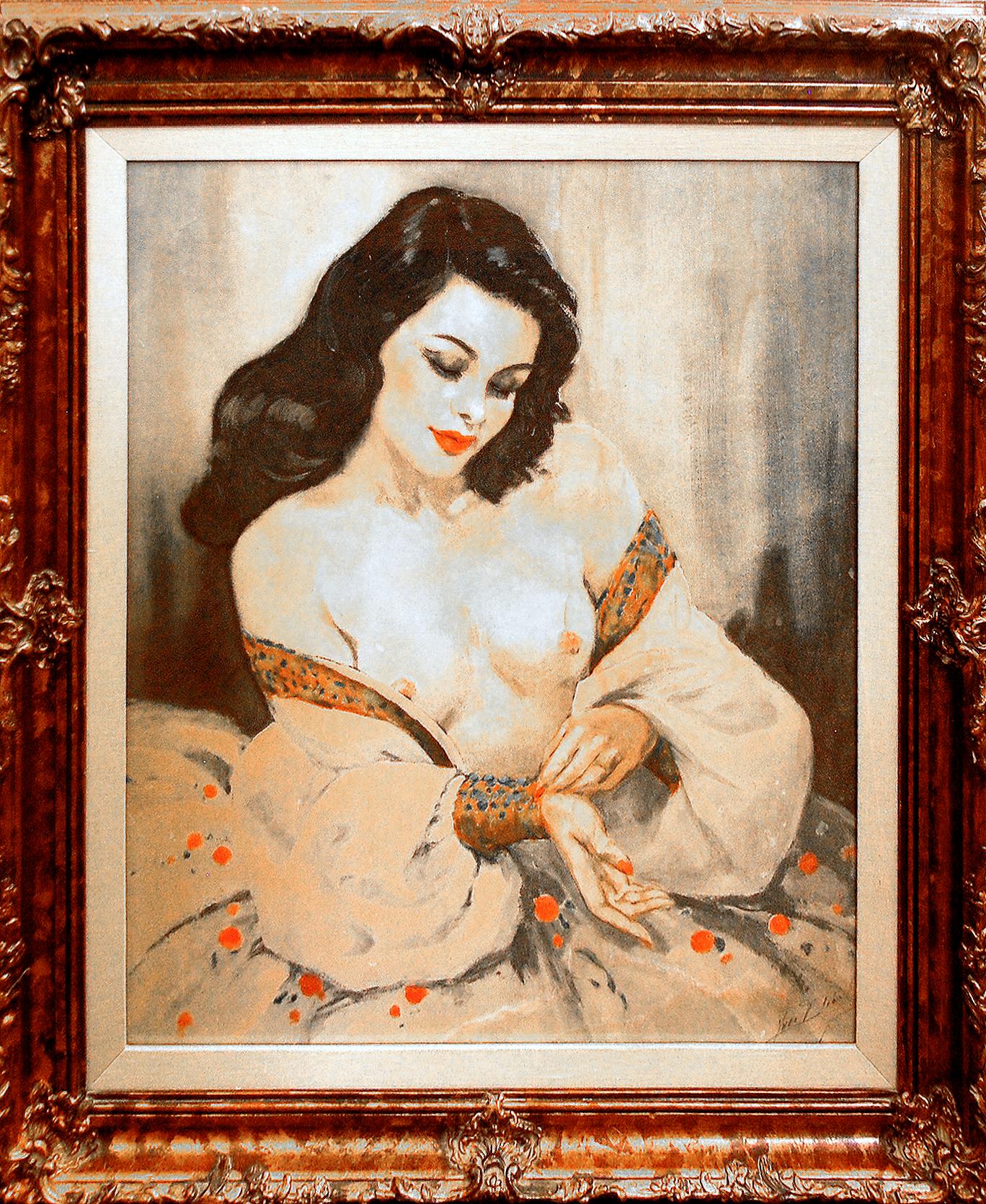 signed illegibly (French 20 th c); Orientalist Style Portrait; oil on canvas - Painting by Unknown