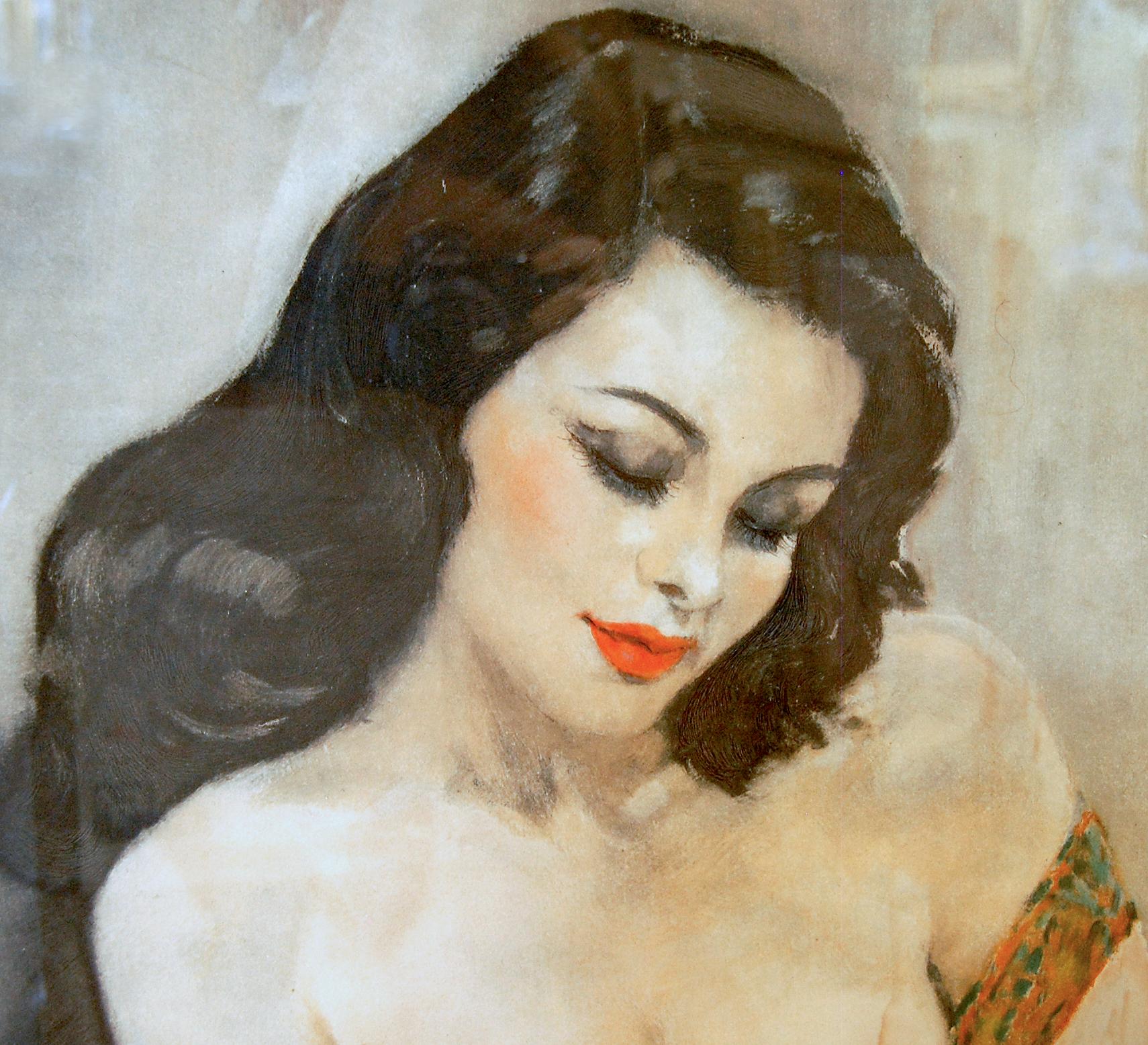 signed illegibly (French 20 th c); 
Orientalist Style Portrait; 
oil on canvas;
24 x 20 in; framed: 31.5 x 26 in;