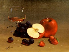 signed illegibly; Still Life with Apple; oil on canvas