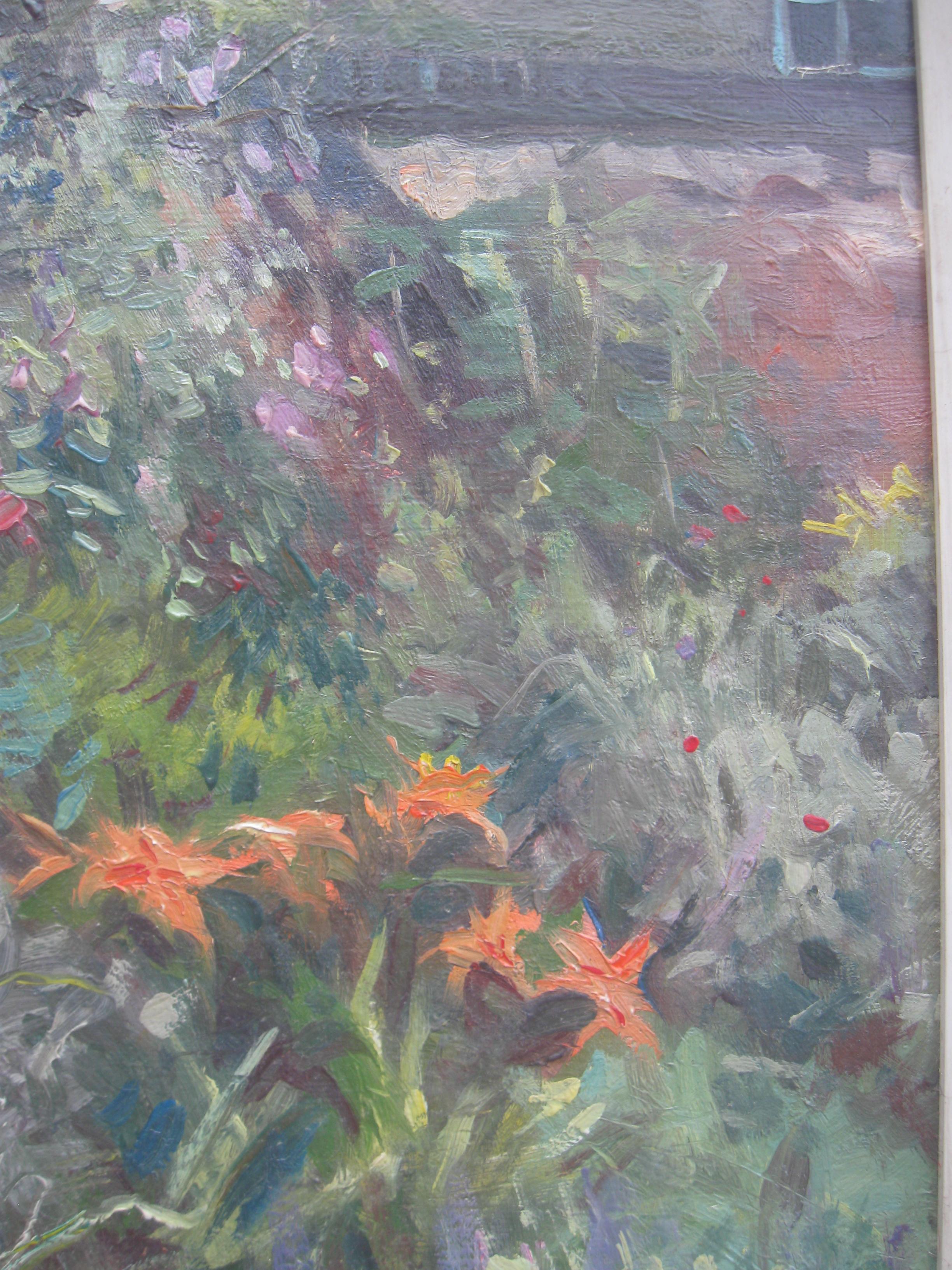 Signed Impressionist : 'Garden Study' , oil circa 1950's.  For Sale 1