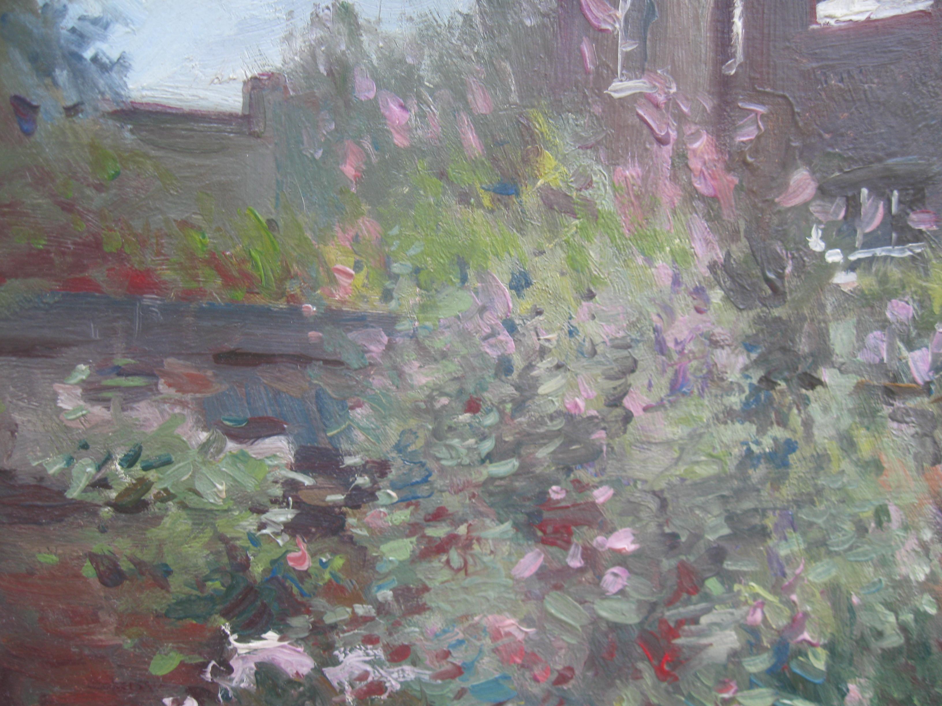 Signed Impressionist : 'Garden Study' , oil circa 1950's.  For Sale 3