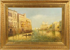 Impresionante Pintura al Óleo Original Enmarcada Venecia Italia Siglo XIX Firmada