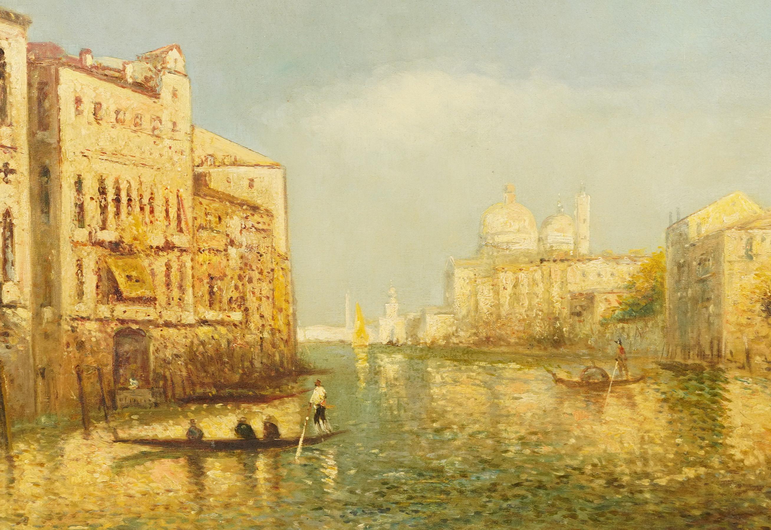Signed Impressive 19th Century Venice Italy Original Framed Oil Painting For Sale 1