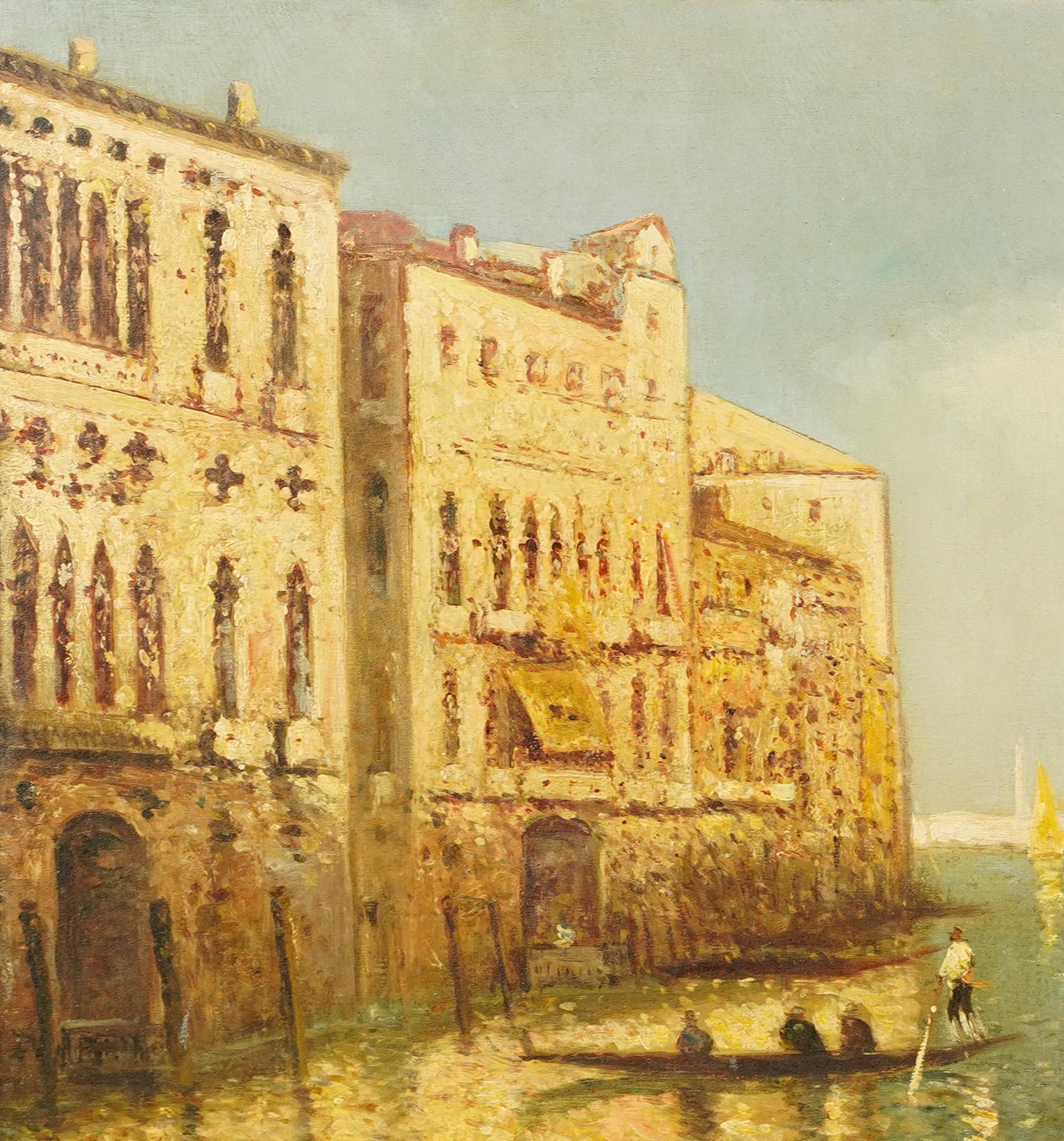 Signed Impressive 19th Century Venice Italy Original Framed Oil Painting For Sale 2