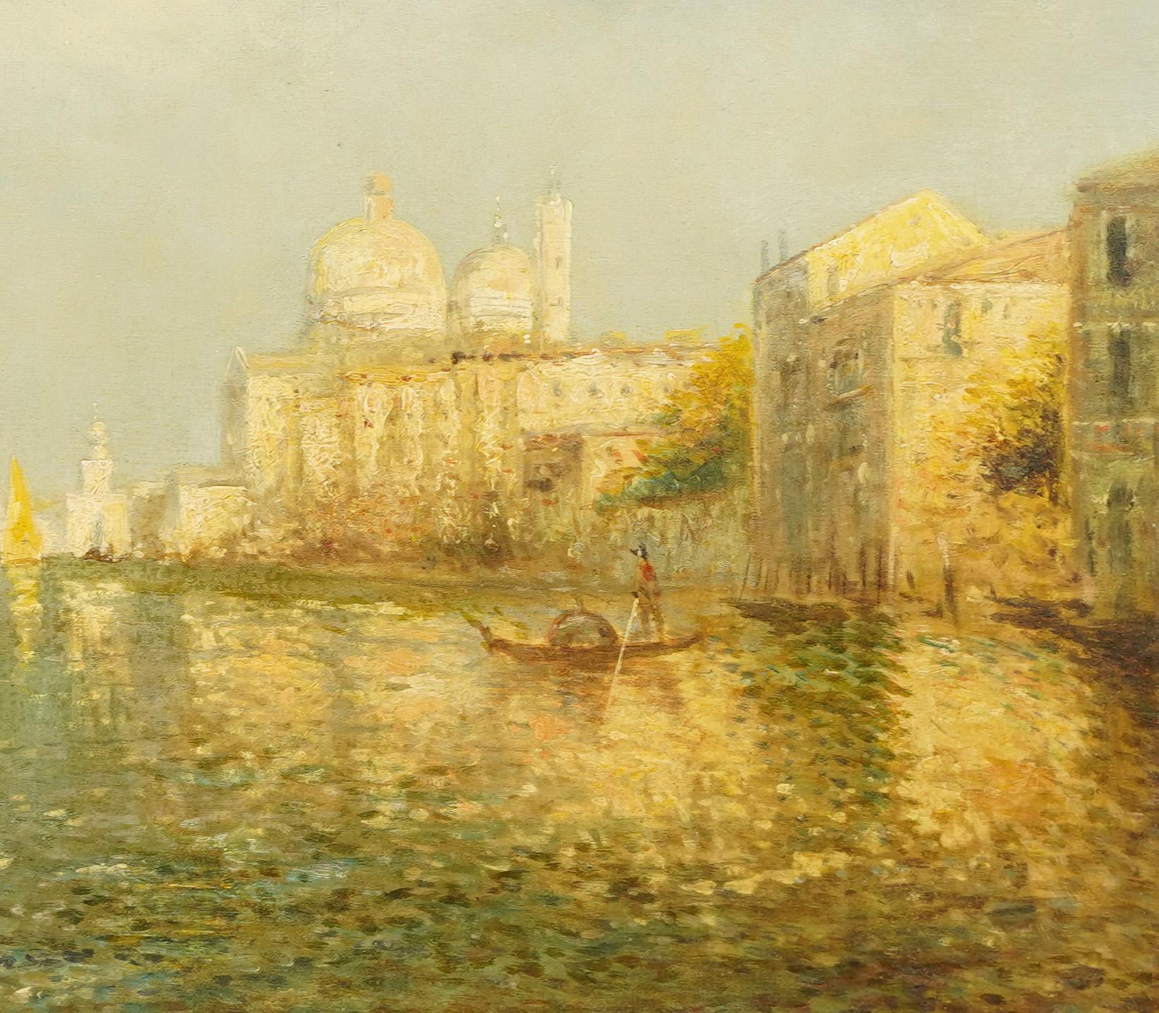 Signed Impressive 19th Century Venice Italy Original Framed Oil Painting For Sale 3