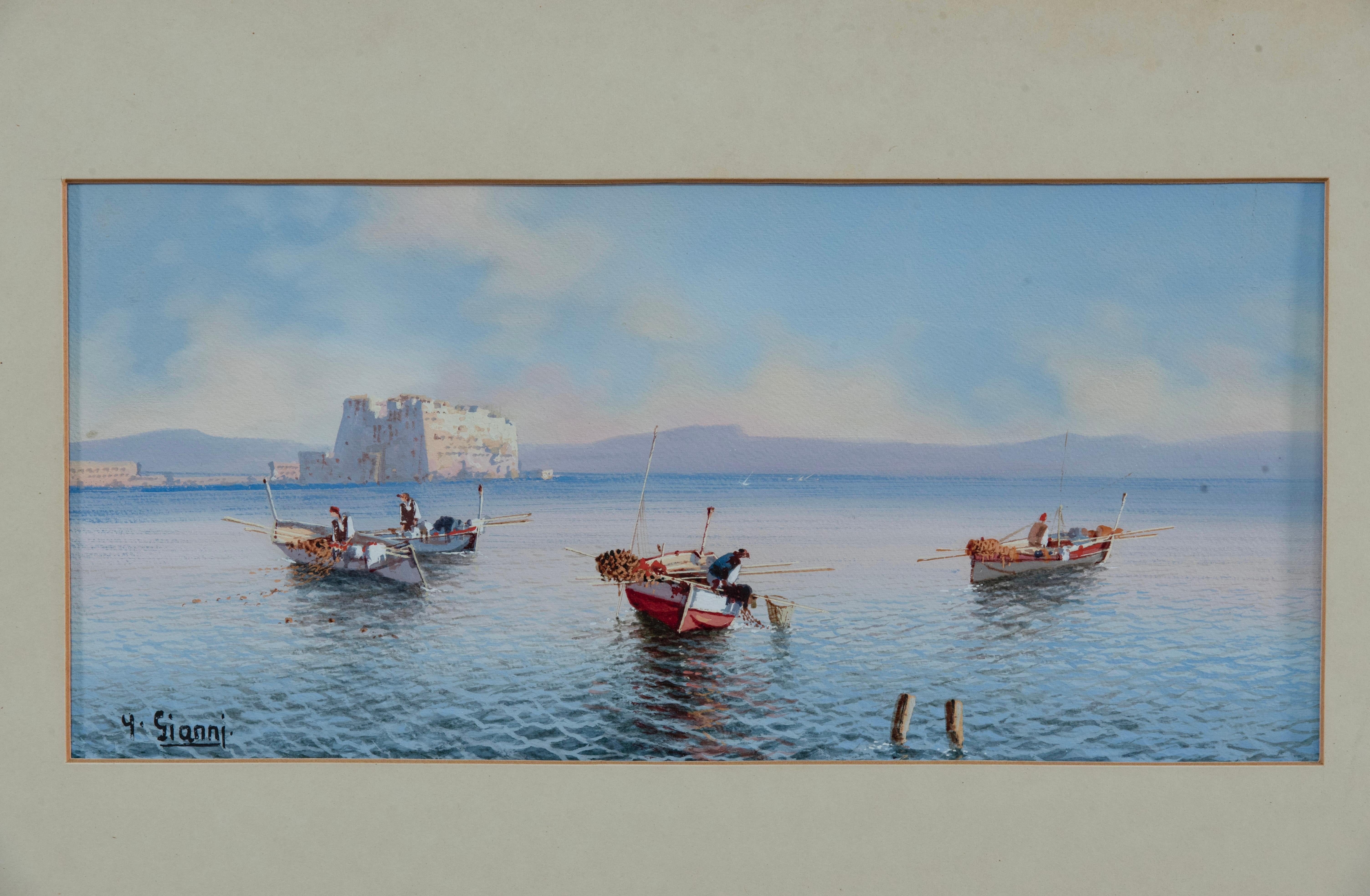 Signiertes Gemälde aus der italienischen Periode, Neapolitanische Landschaft – Painting von Unknown