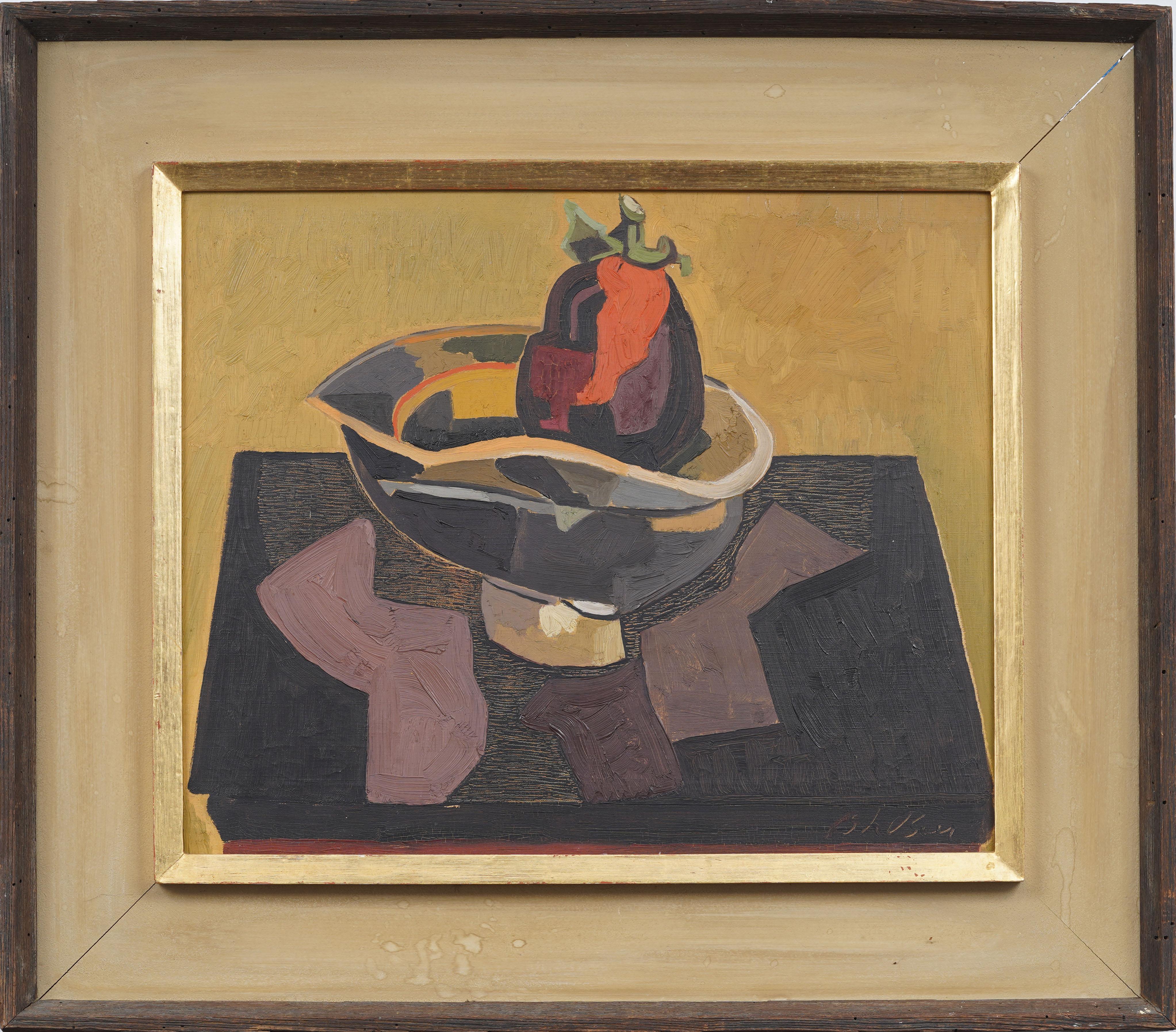 Signed Modernist Kitchen Still Life Mid Century Heydenryk Framed Oil Painting