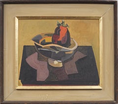 Quadro ad olio con cornice firmato Modernist Kitchen Still Life Mid Century Heydenryk
