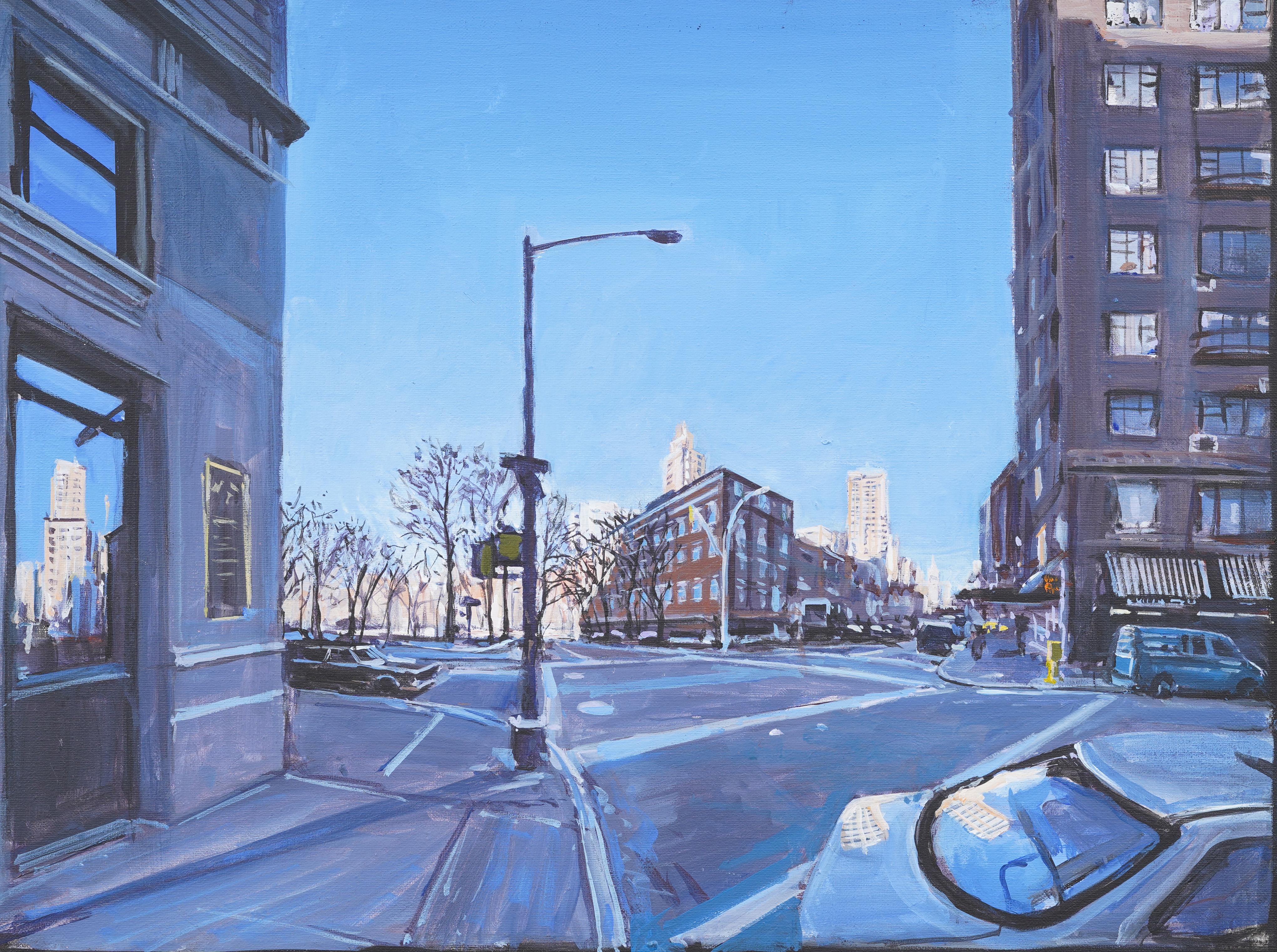 Signed Modernist New York City Street Scene Washington Square Park View Painting For Sale 1