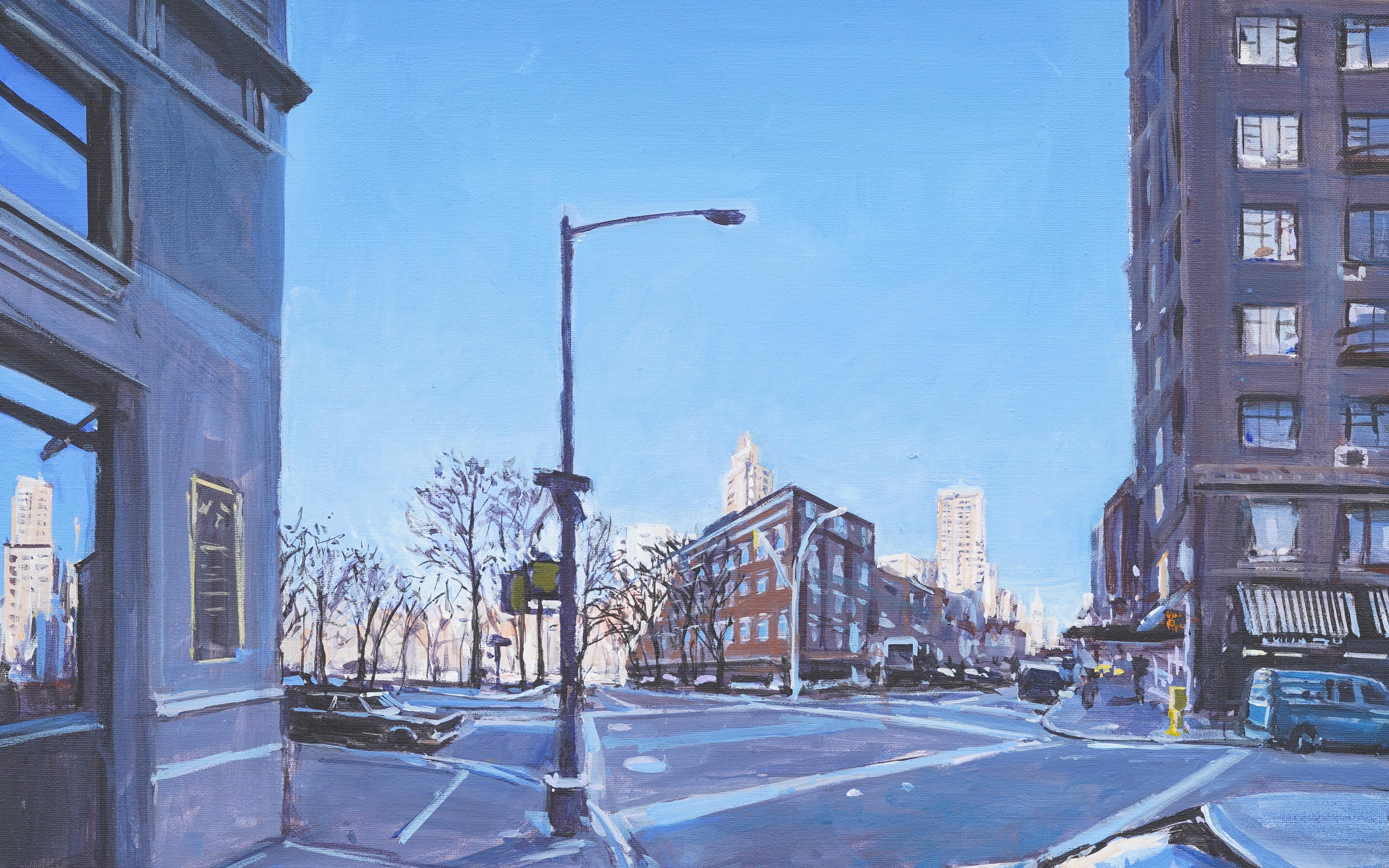 Signed Modernist New York City Street Scene Washington Square Park View Painting For Sale 3