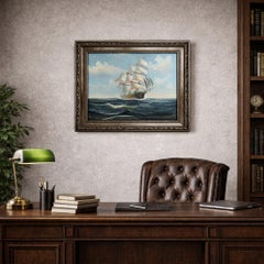 Signed Original Oil Painting Tall Ship at Sea Maritime Nautical Ocean Seascape